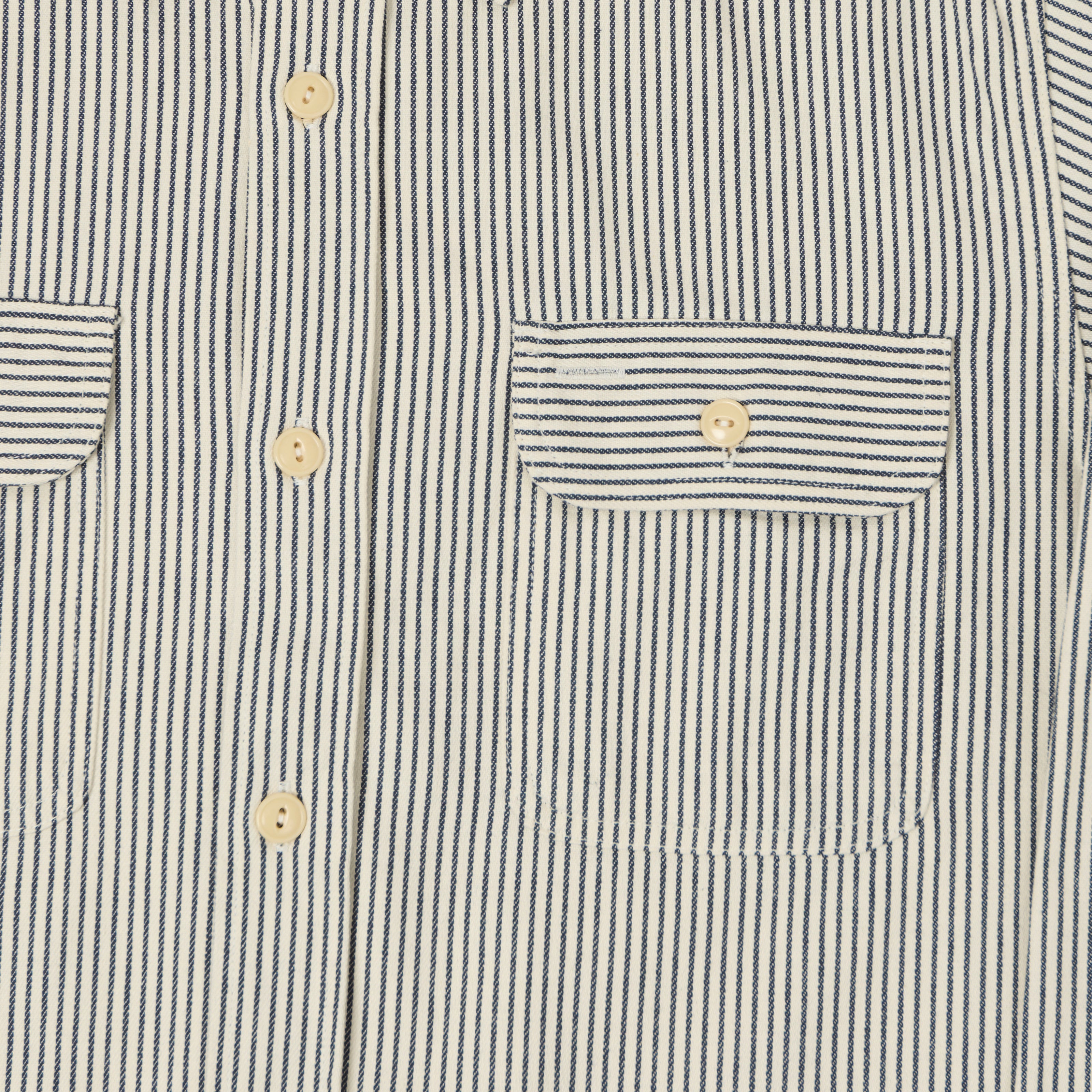 Sugar Cane Hickory Stripe Work Shirt - Grey