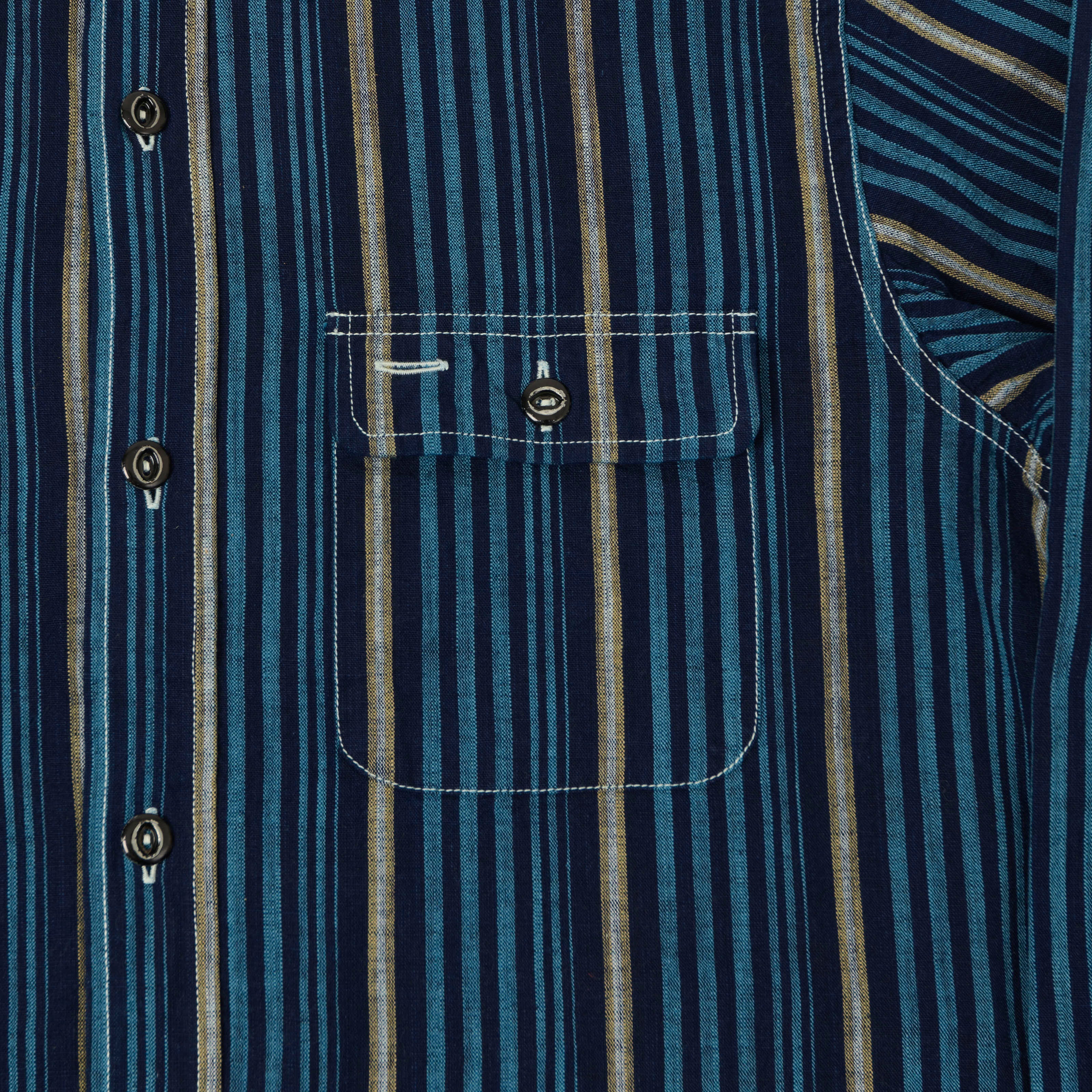 Sugar Cane Indigo Stripe Work Shirt - Navy