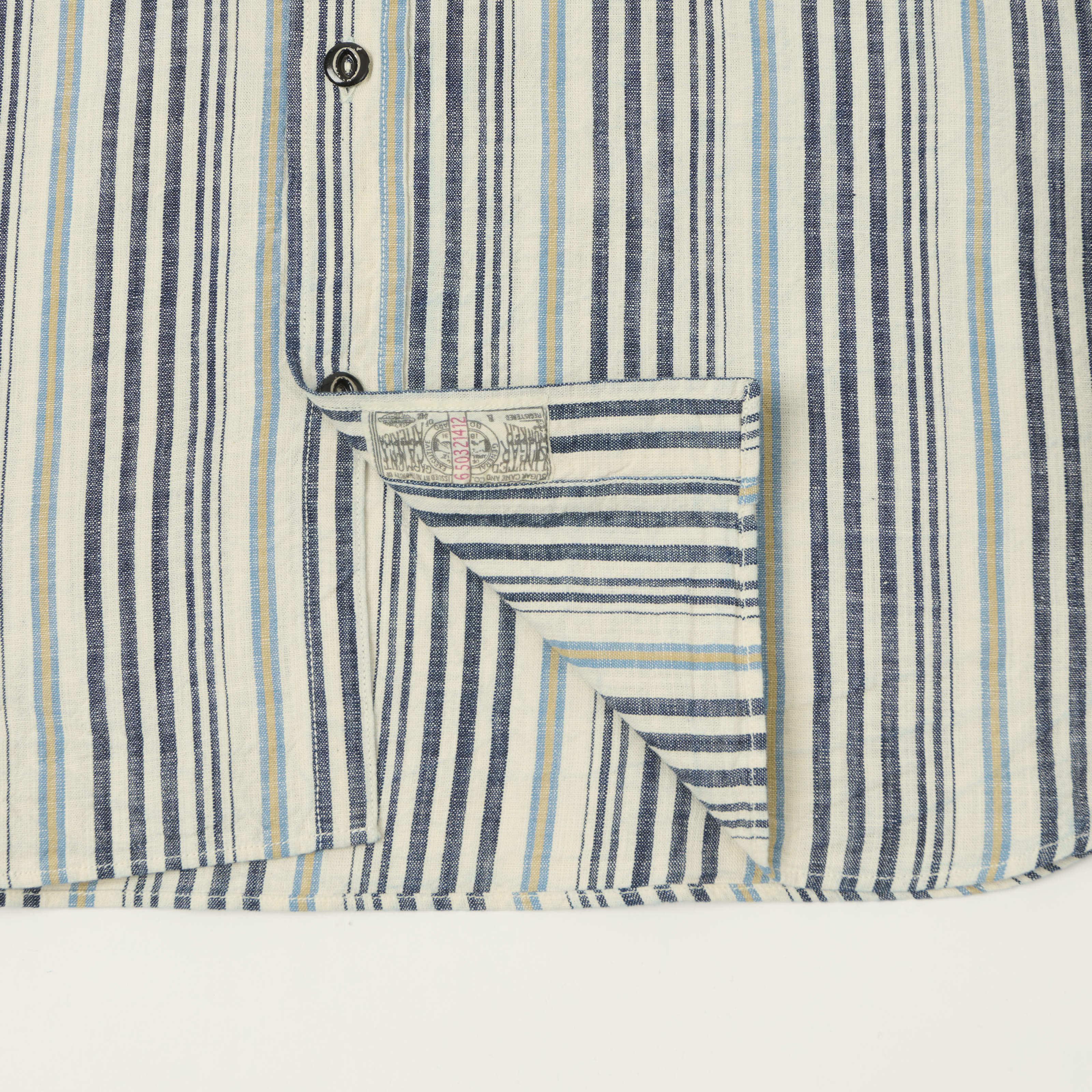 Sugar Cane Indigo Stripe Work Shirt - White