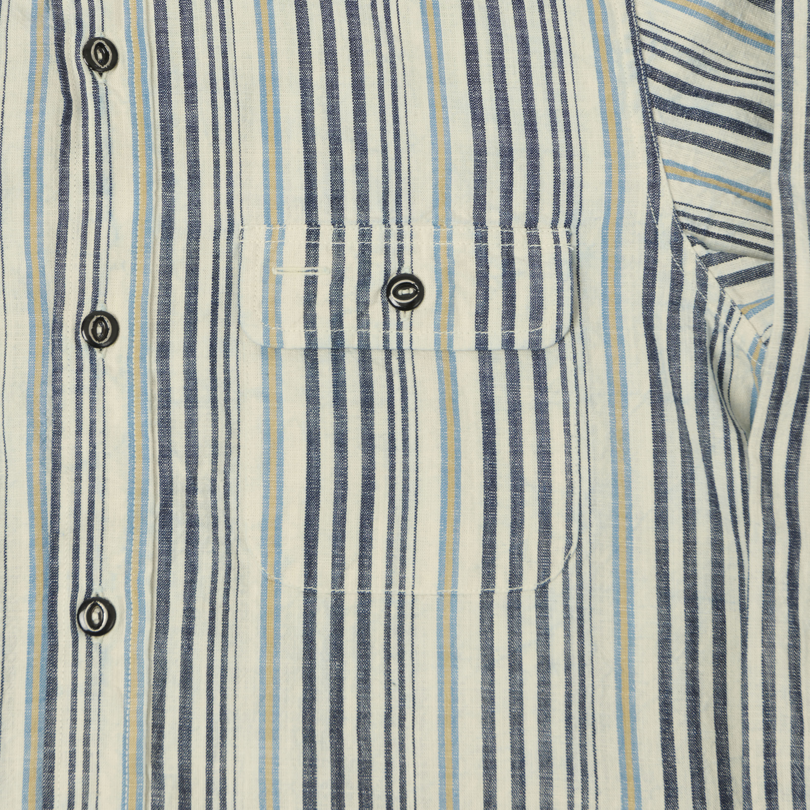 Sugar Cane Indigo Stripe Work Shirt - White