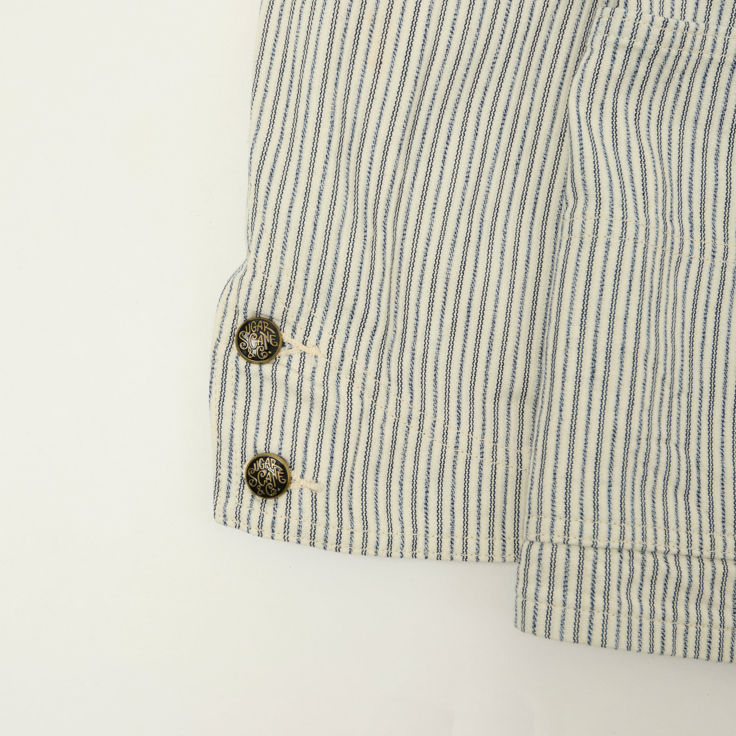 Sugar Cane Jaquard Hickory Stripe Chore Jacket - White