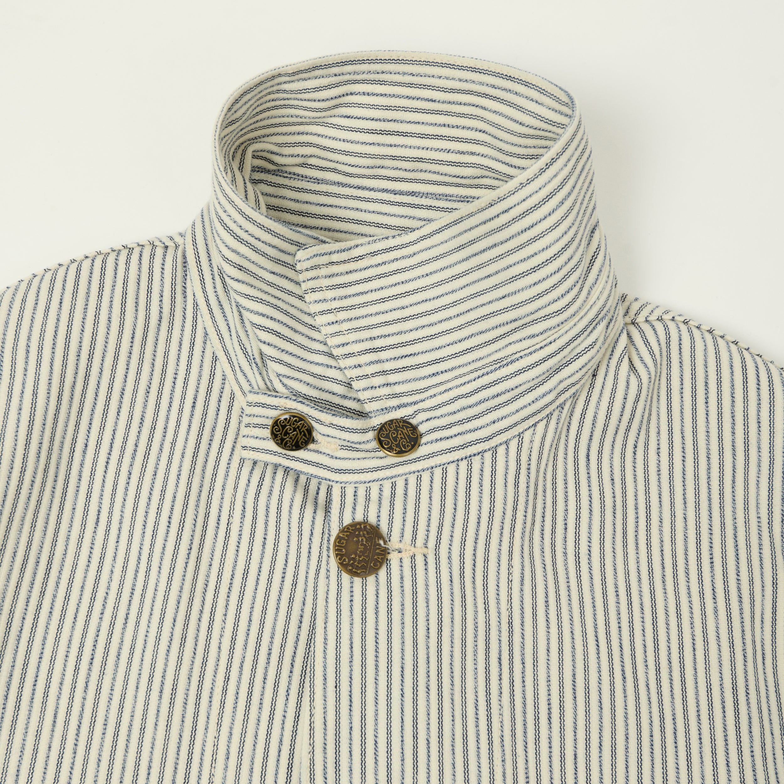 Sugar Cane Jaquard Hickory Stripe Chore Jacket - White