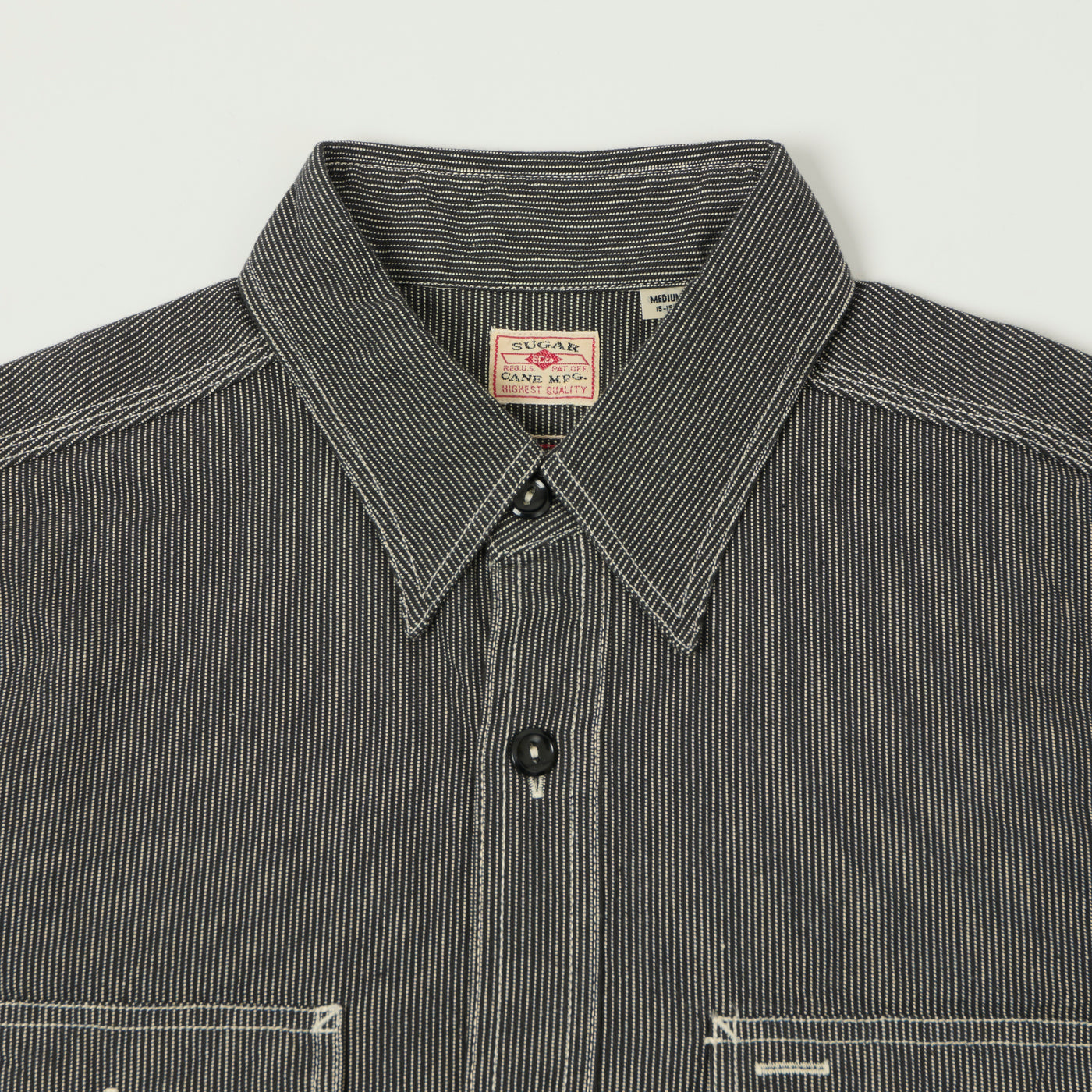 Sugar Cane 'Jean Cord' Long Sleeve Work Shirt - Black