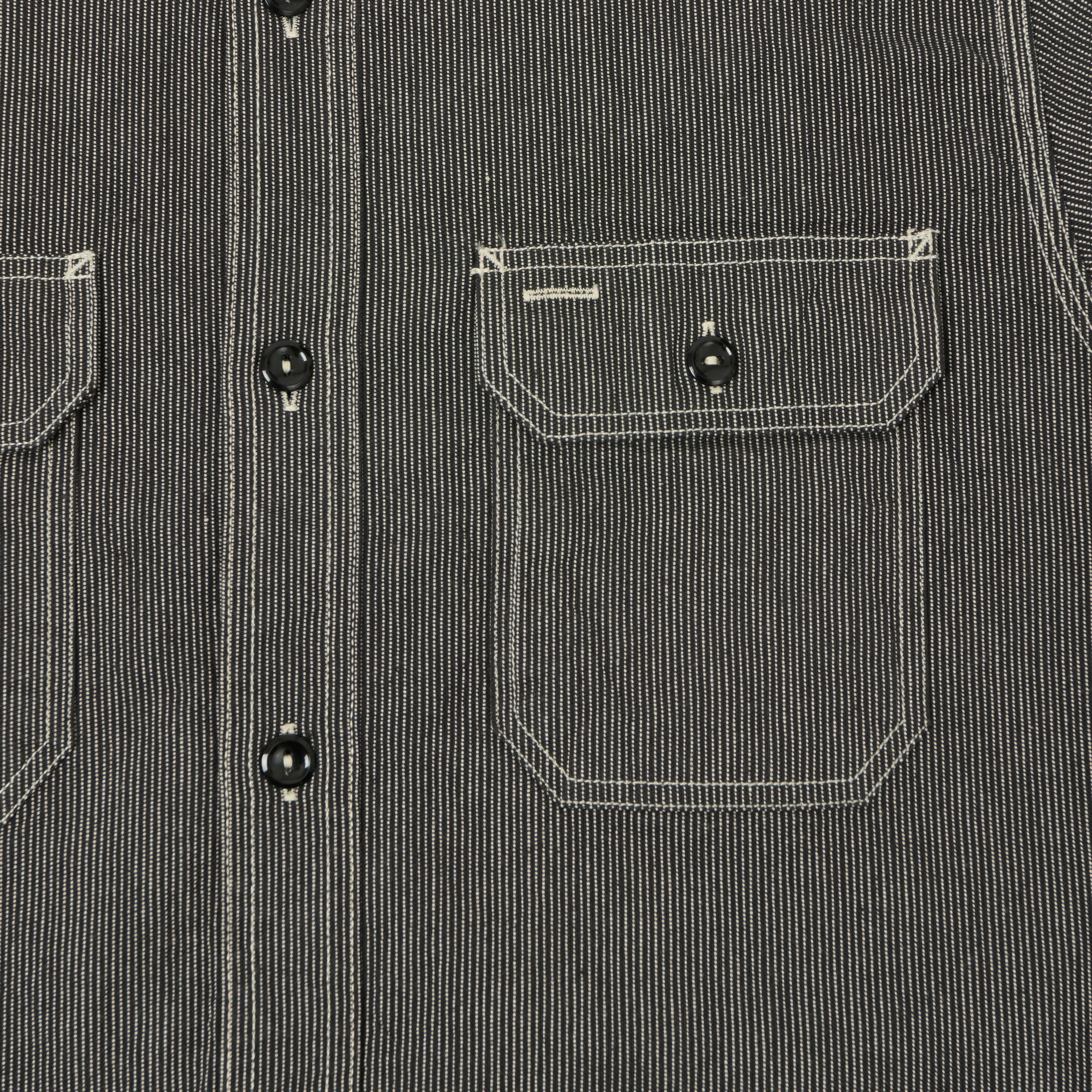 Sugar Cane 'Jean Cord' Long Sleeve Work Shirt - Black