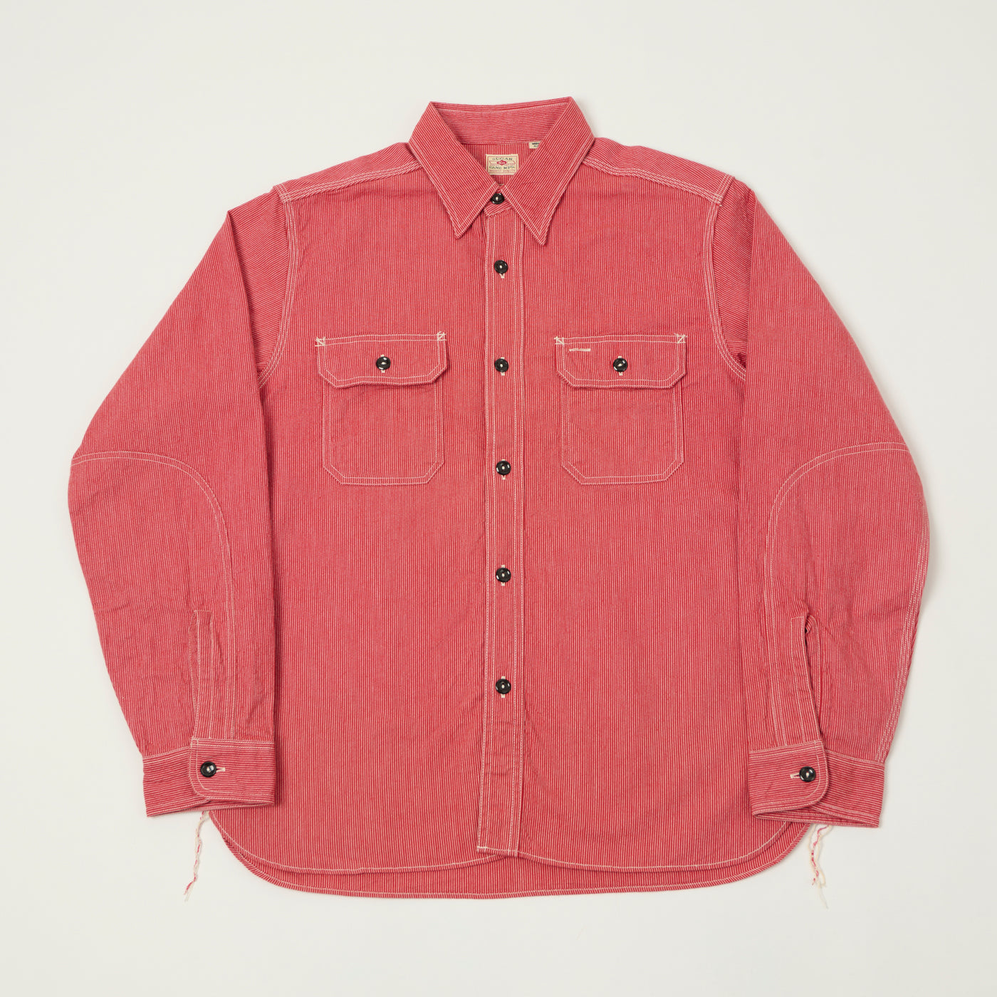 Sugar Cane 'Jean Cord' Long Sleeve Work Shirt - Red