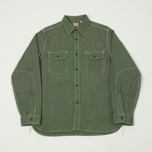 Sugar Cane 'Jean Cord' Long Sleeve Work Shirt - Green