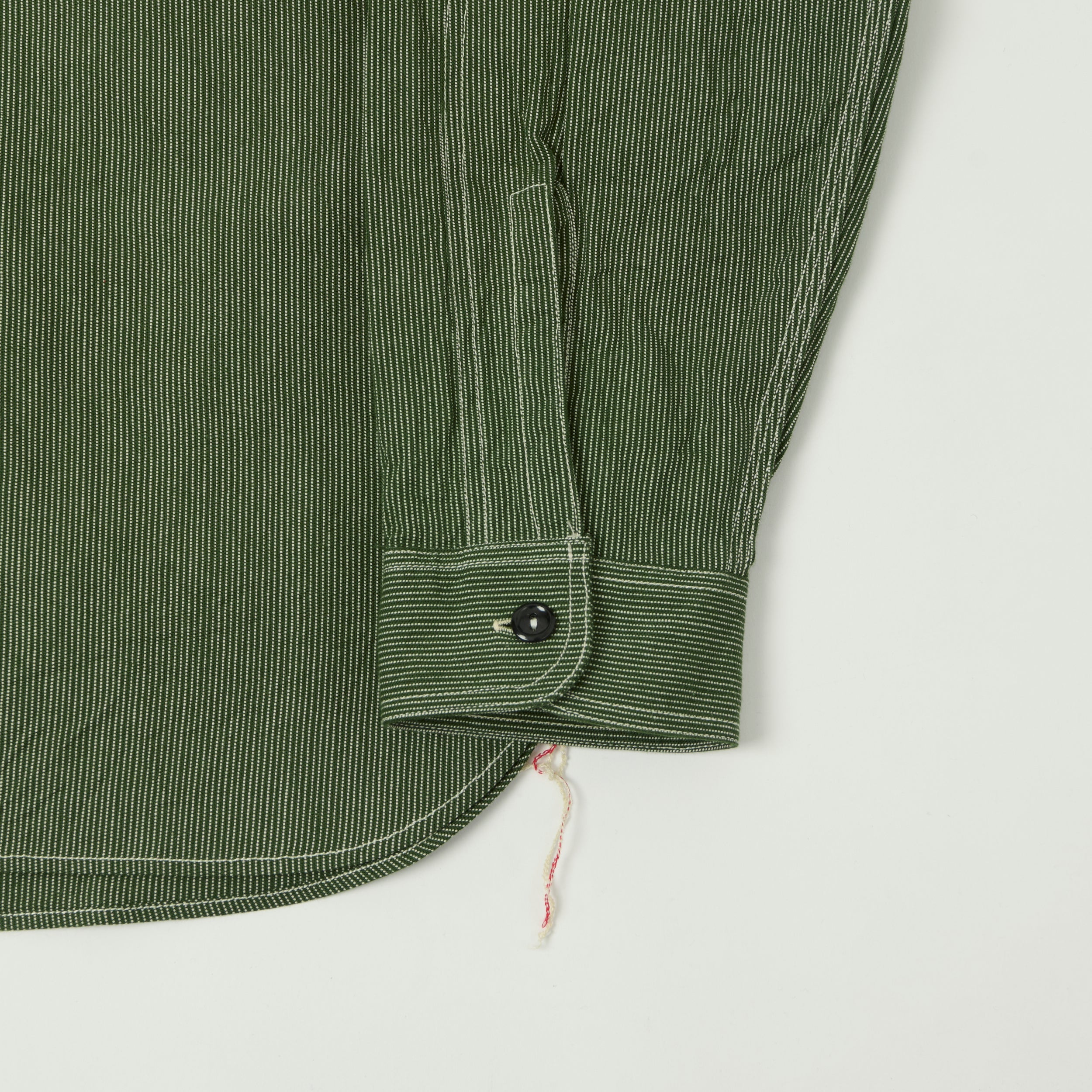 Sugar Cane 'Jean Cord' Long Sleeve Work Shirt - Green