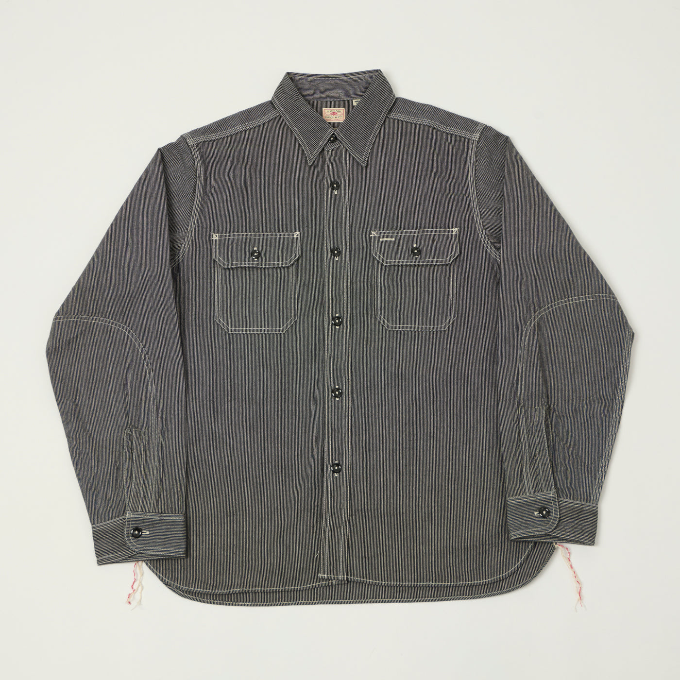 Sugar Cane 'Jean Cord' Long Sleeve Work Shirt - Black