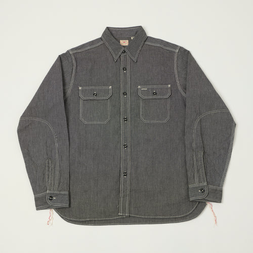 Sugar Cane 'Jean Cord' Long Sleeve Work Shirt - Black
