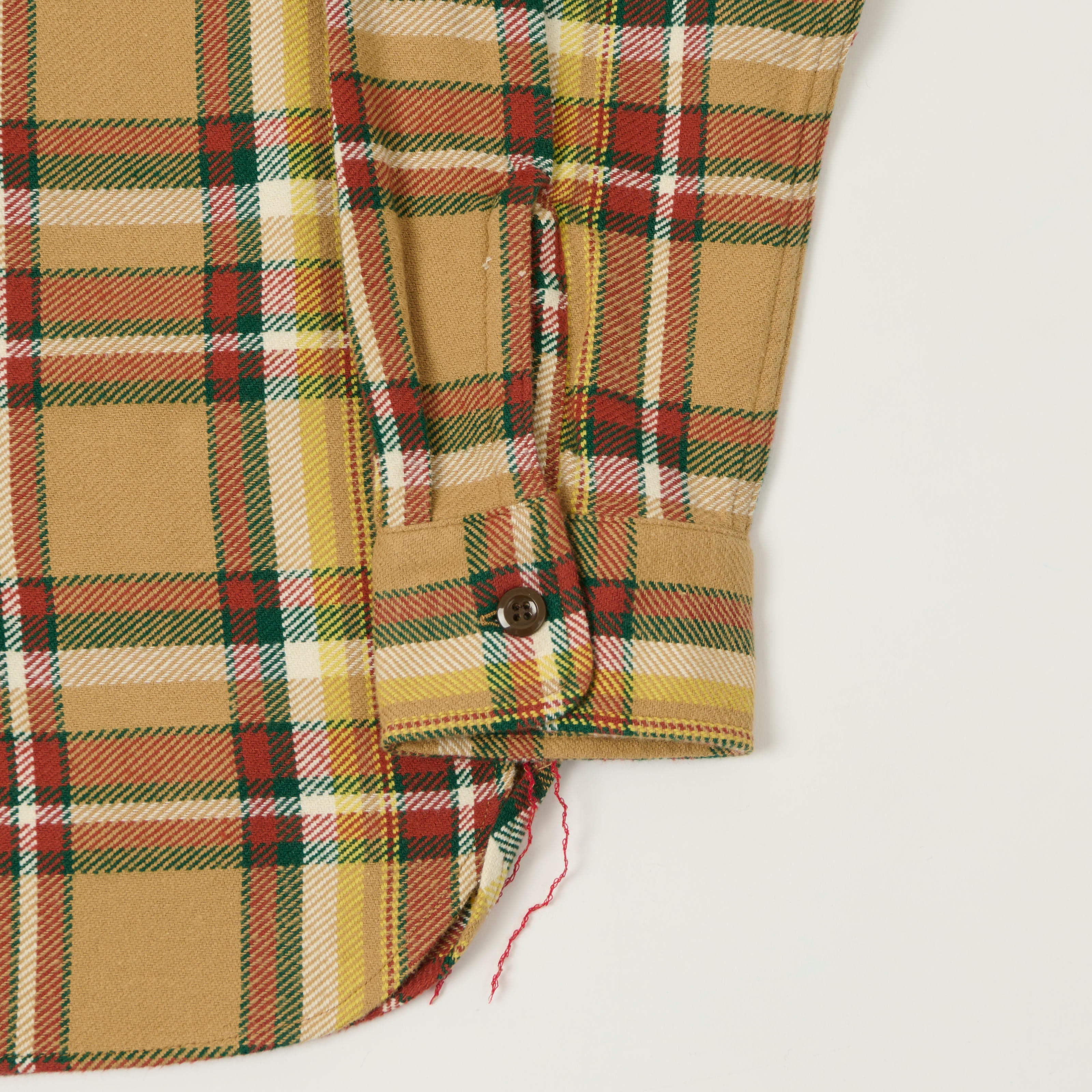 Sugar Cane Large Check Work Shirt - Beige