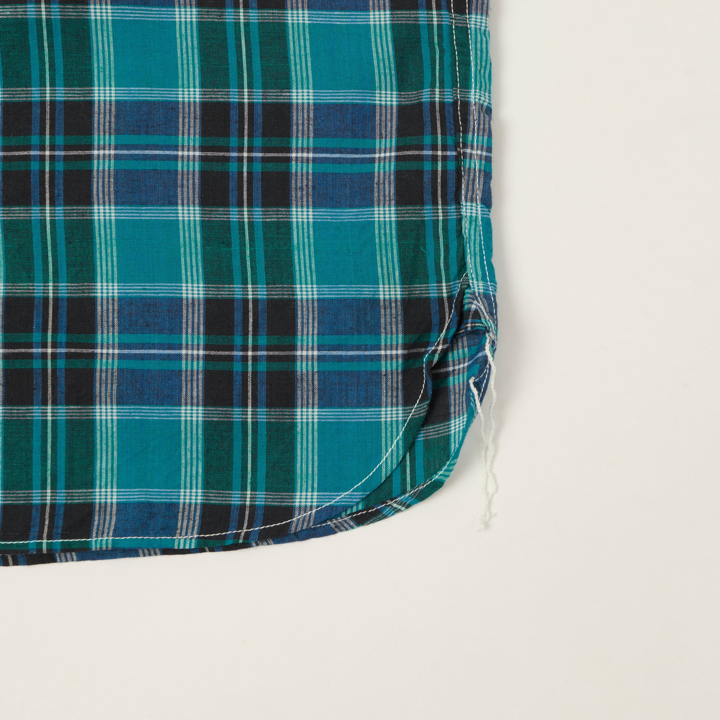 Sugar Cane Madras Button Down Short Sleeve Shirt - Blue