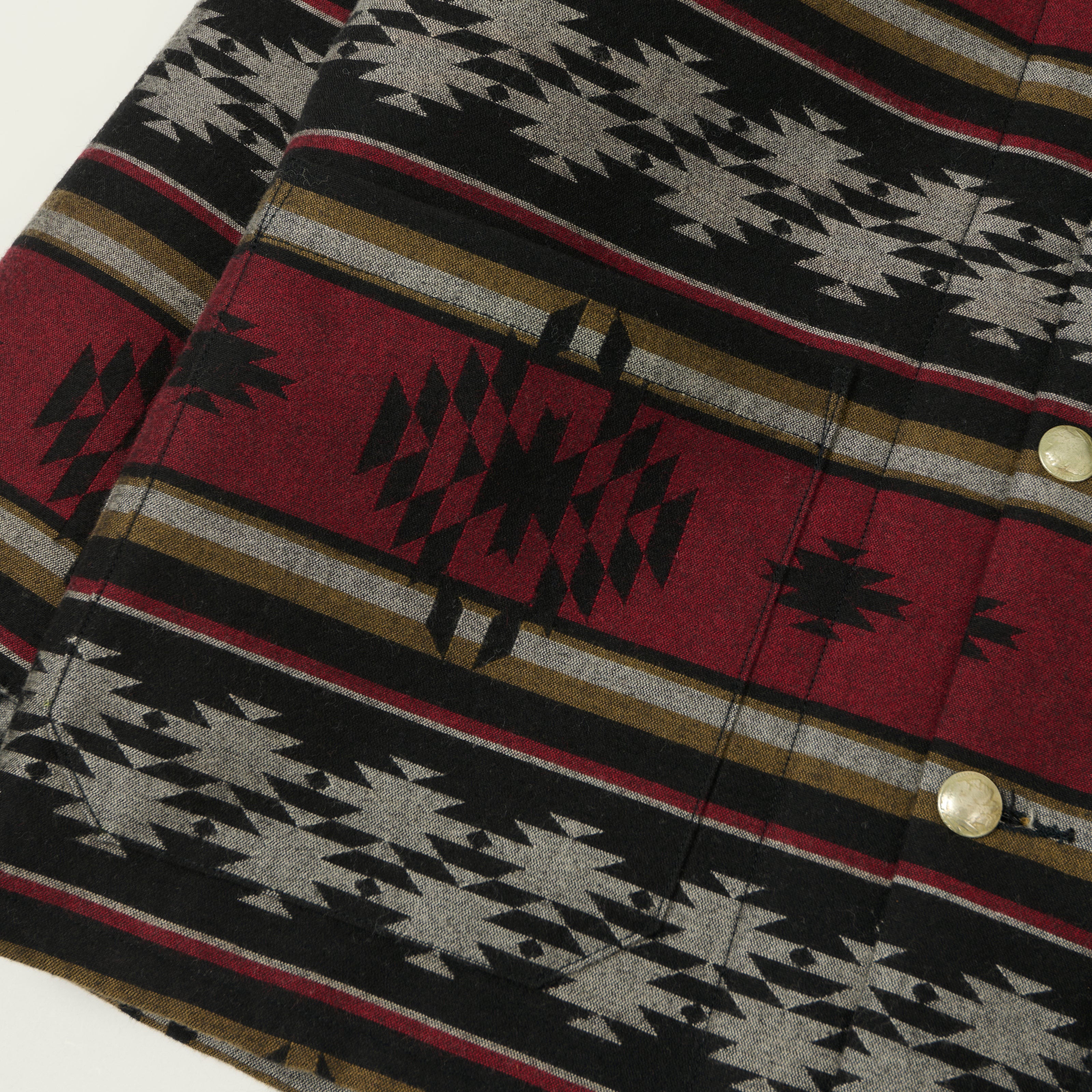 Sugar Cane Native American Jacquard Wool Jacket - Red/Black