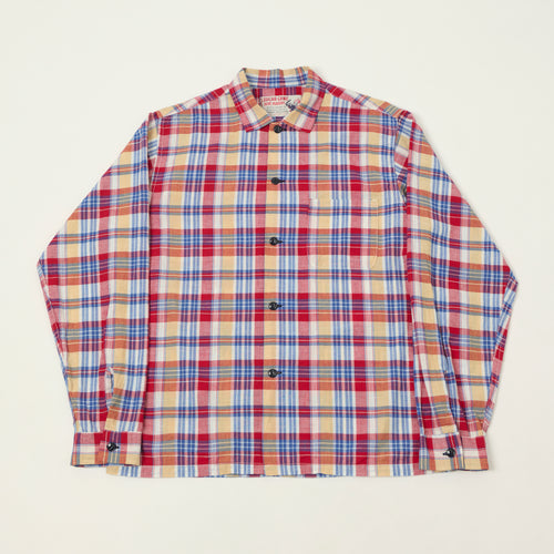 Sugar Cane Open Collar Madras Shirt - Multi/Red
