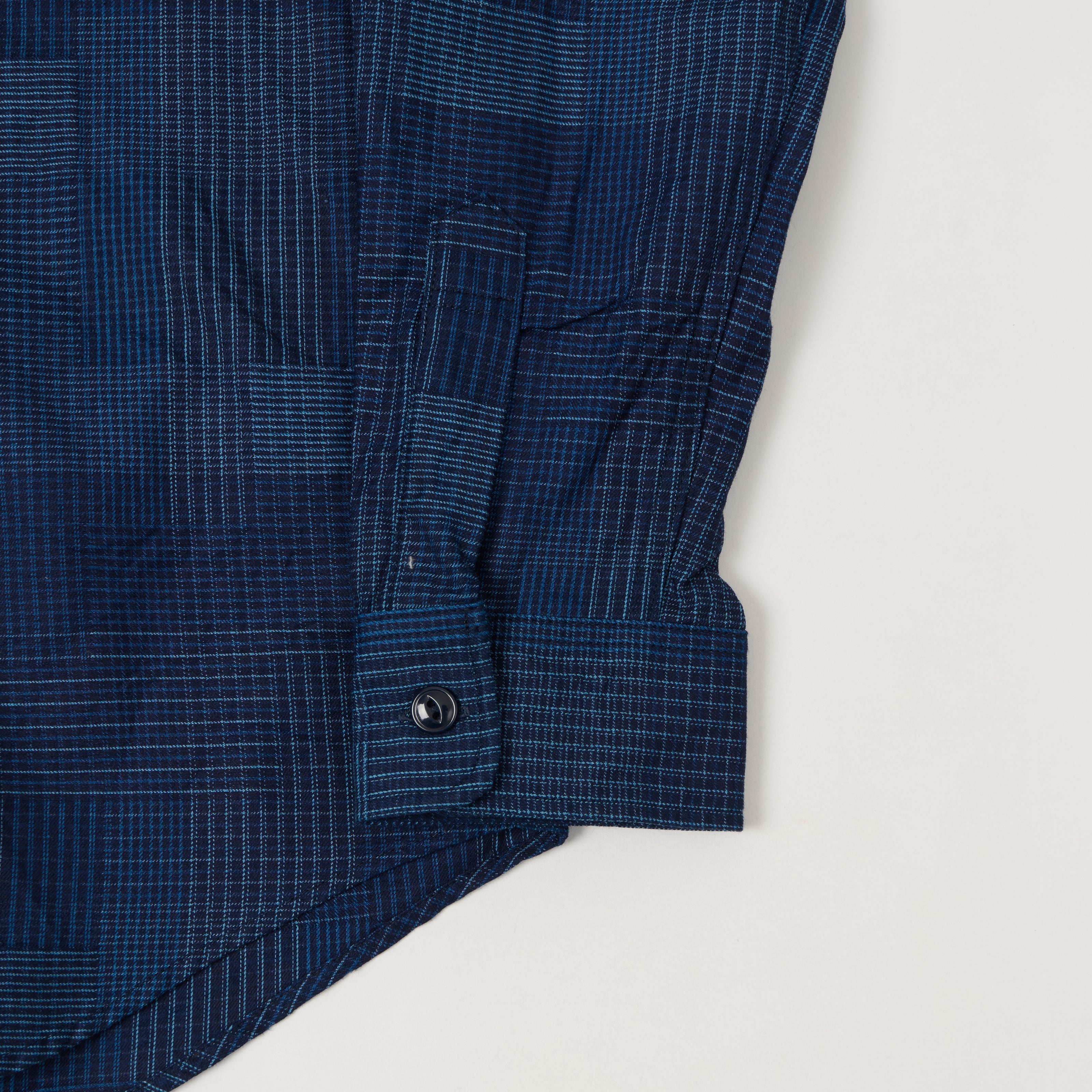 Sugar Cane Multi Check 'Patchwork' Shirt - Dark Indigo