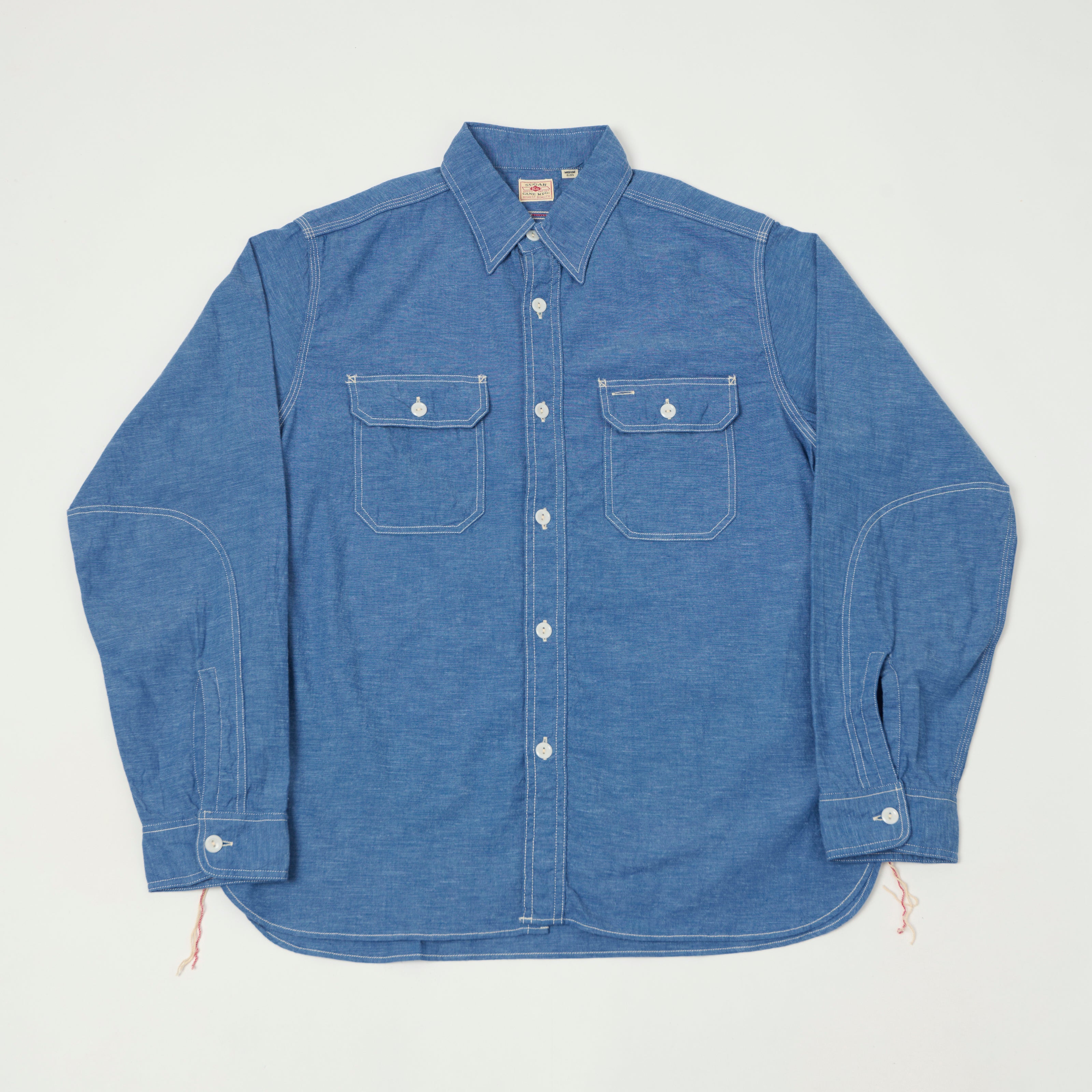 Sugar Cane 'Beta' Chambray Work Shirt - Indigo