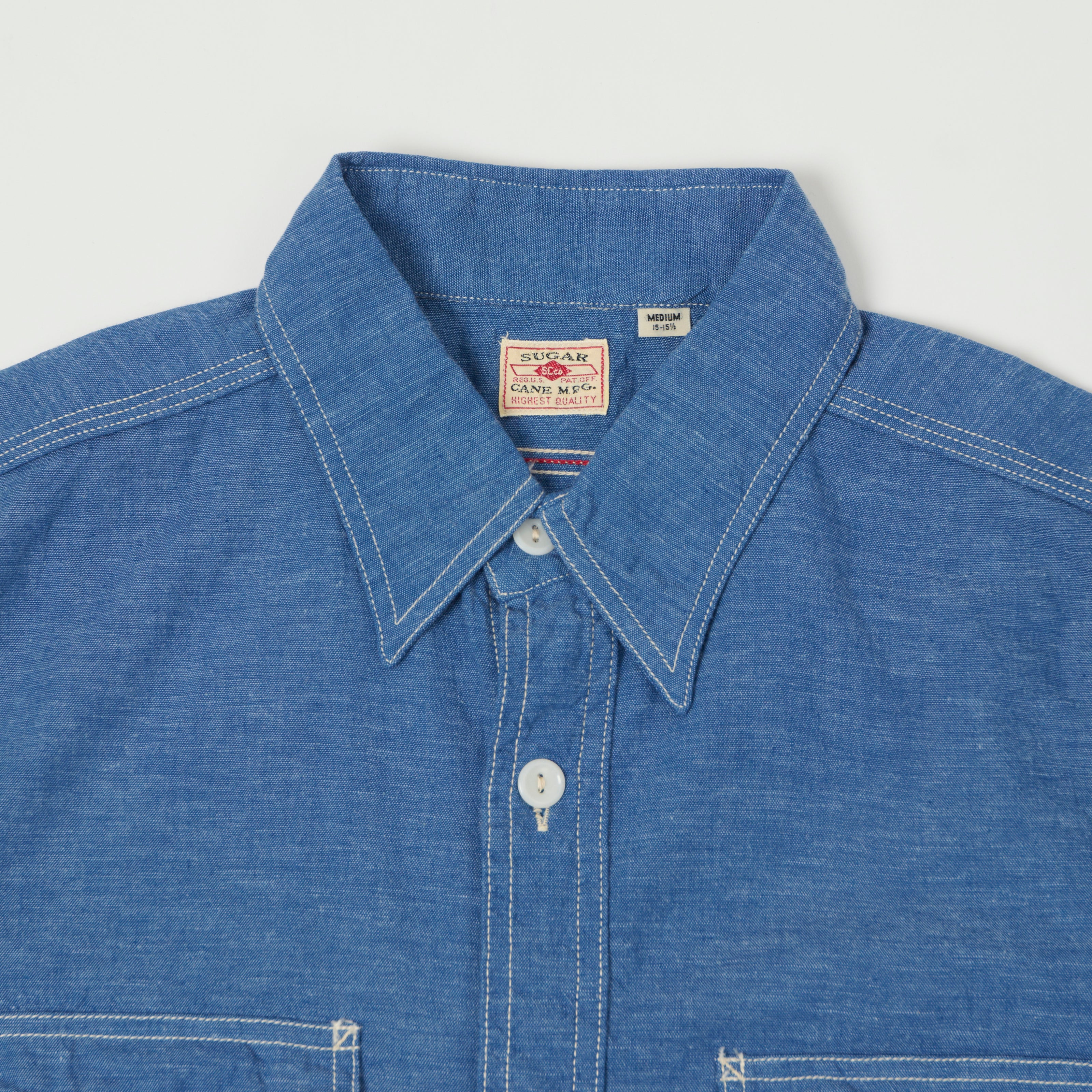 Sugar Cane 'Beta' Chambray Work Shirt - Indigo