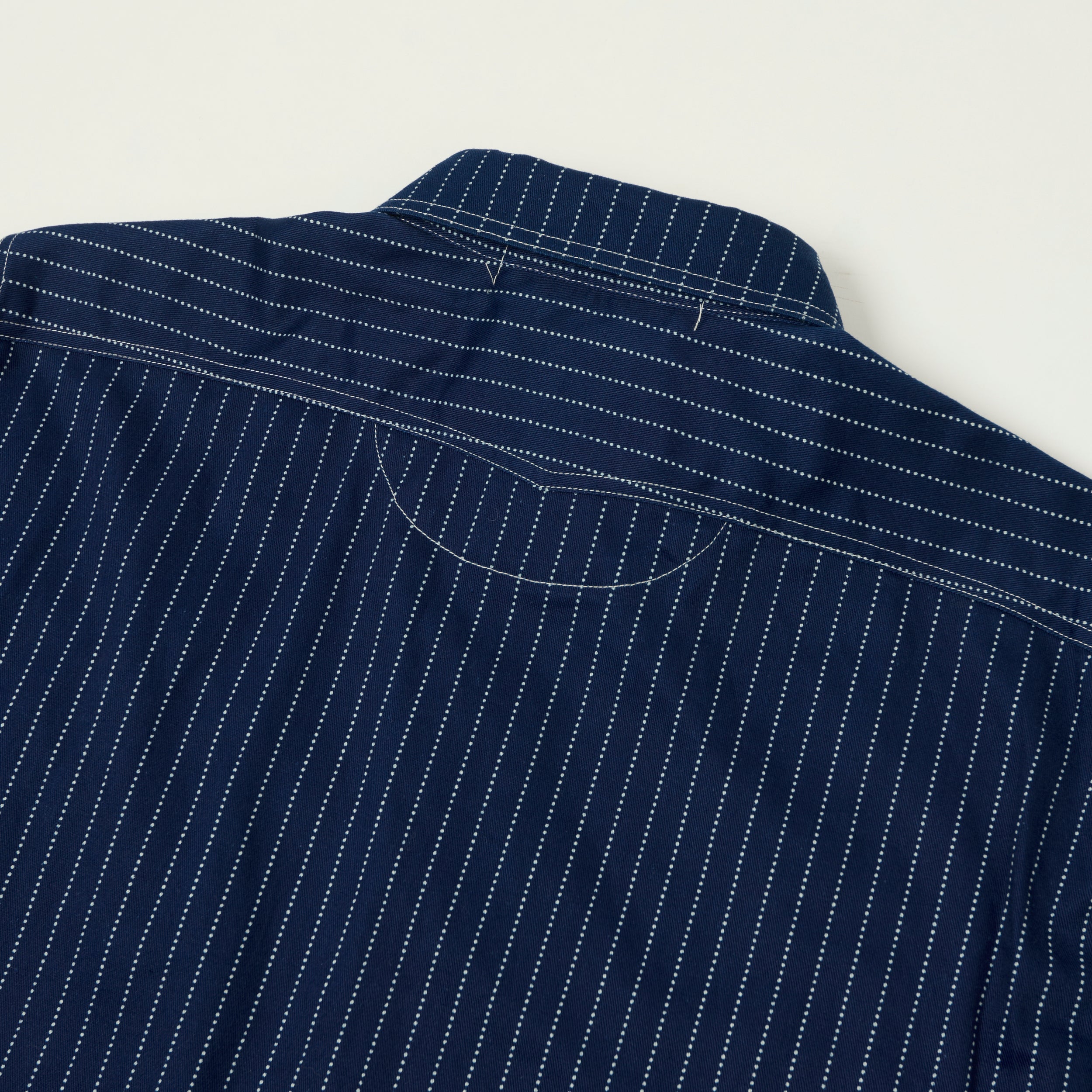 Sugar Cane Short Sleeve Wabash Work Shirt - Navy