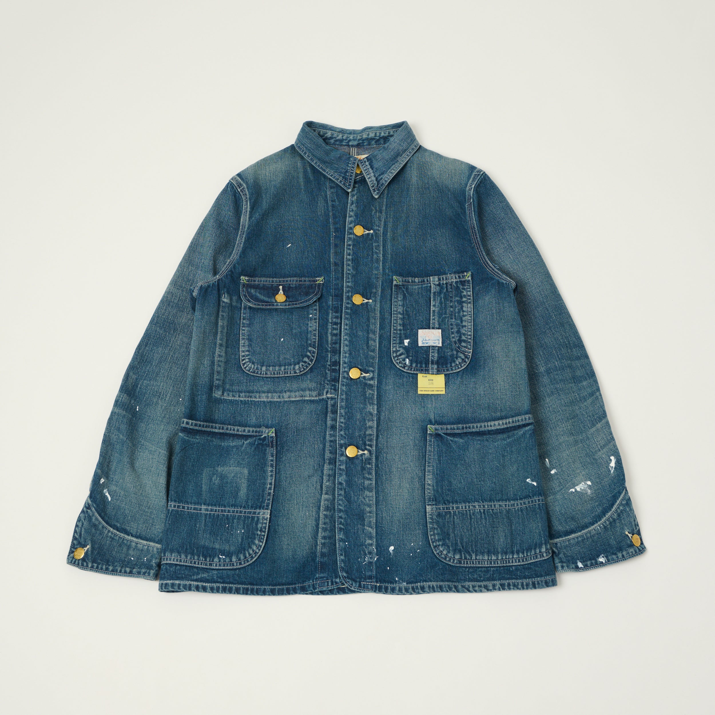 Sugar Cane 11oz Denim Work Coat - Splatter Wash