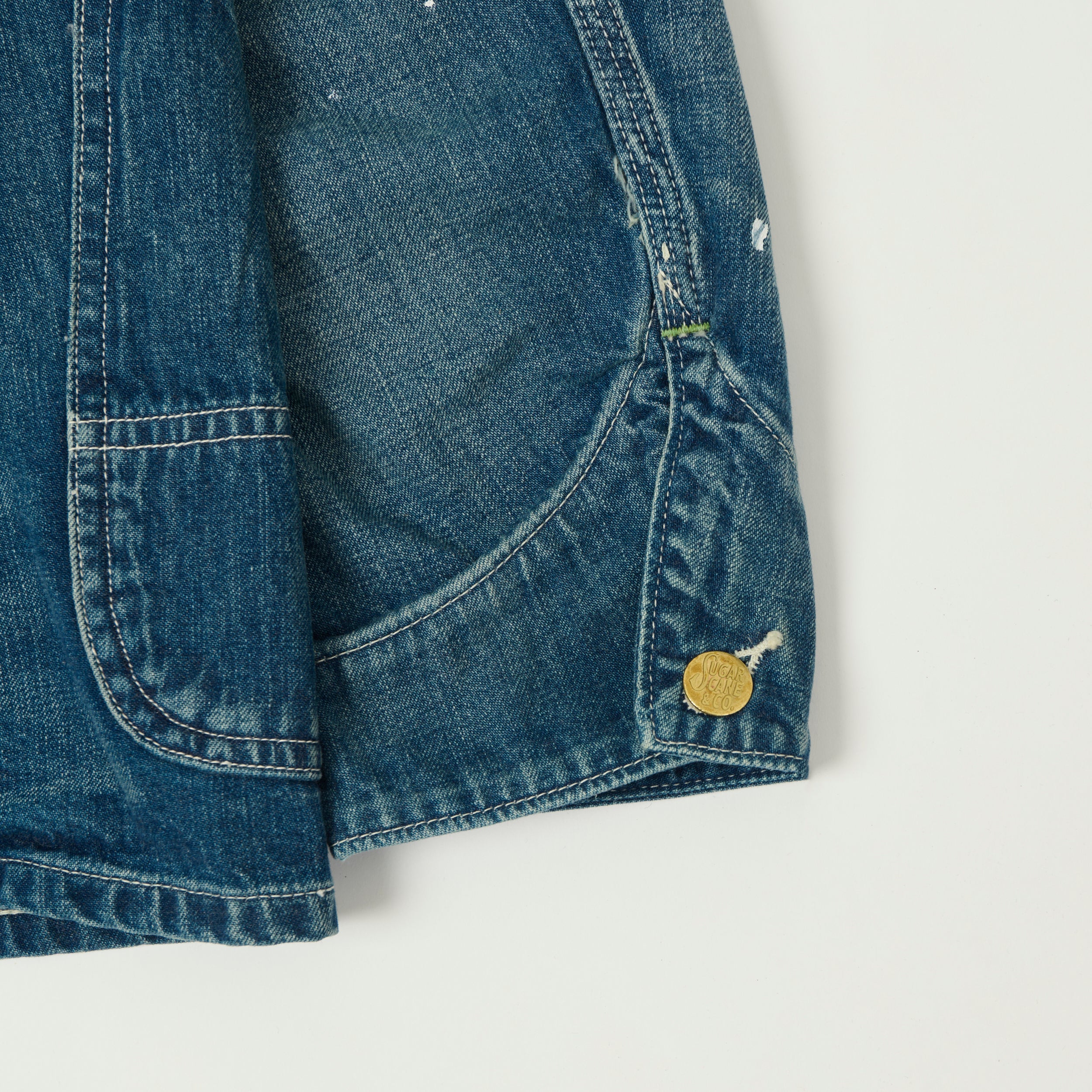 Sugar Cane 11oz Denim Work Coat - Splatter Wash
