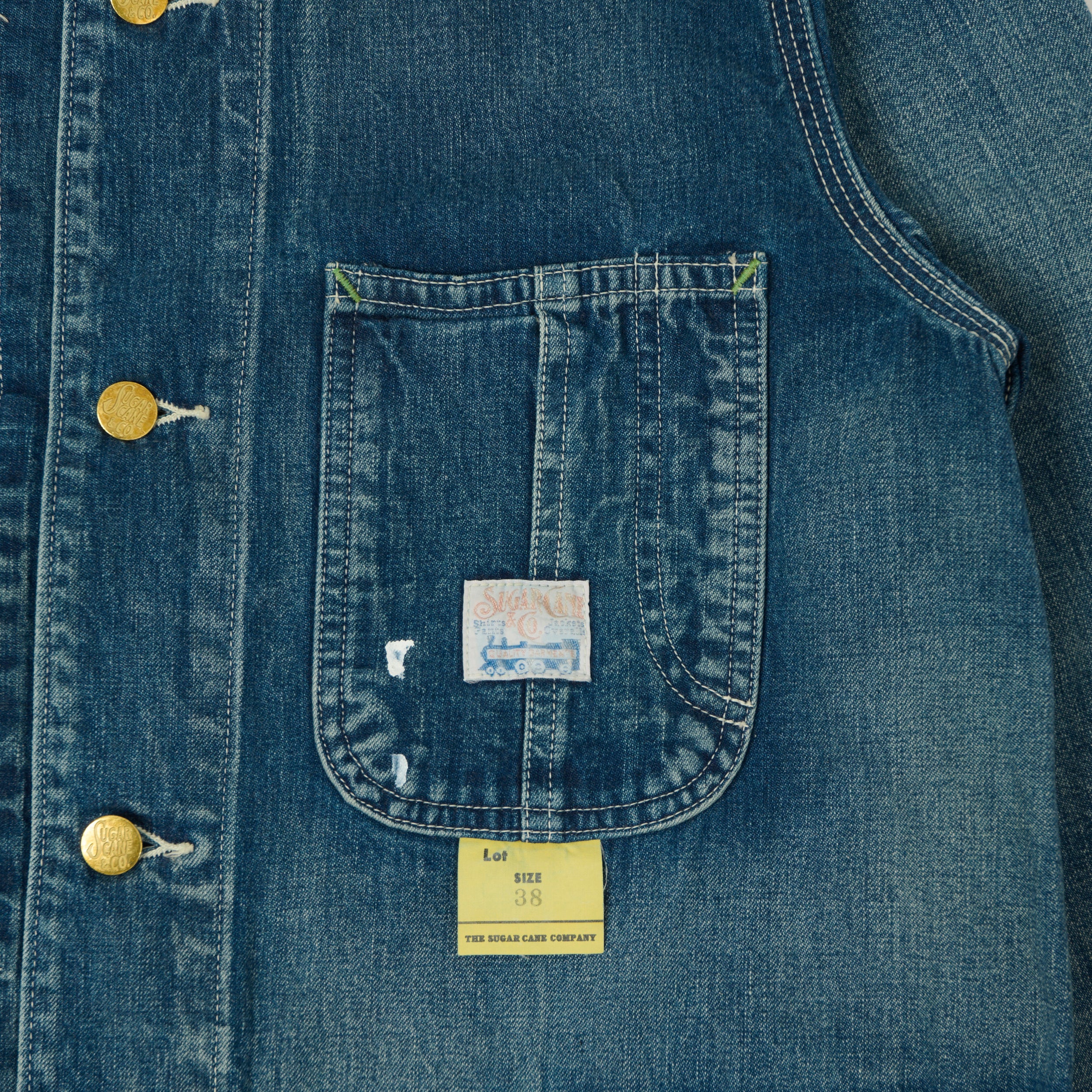 Sugar Cane 11oz Denim Work Coat - Splatter Wash