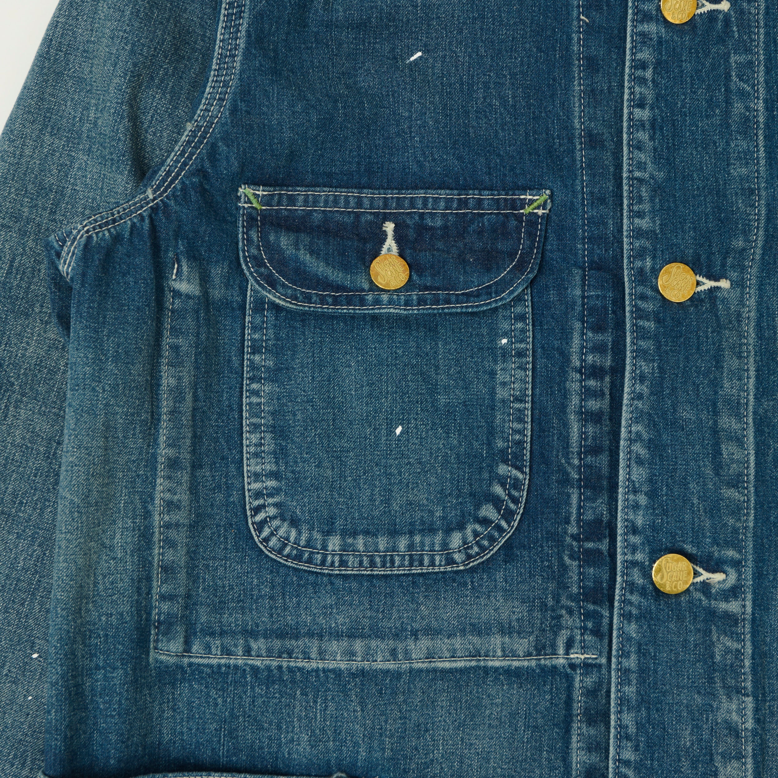 Sugar Cane 11oz Denim Work Coat - Splatter Wash