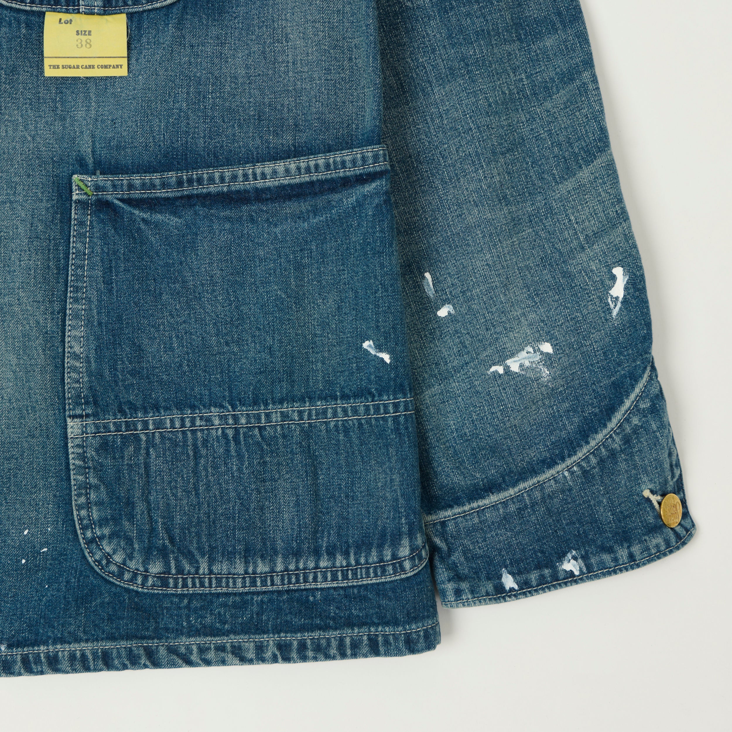 Sugar Cane 11oz Denim Work Coat - Splatter Wash