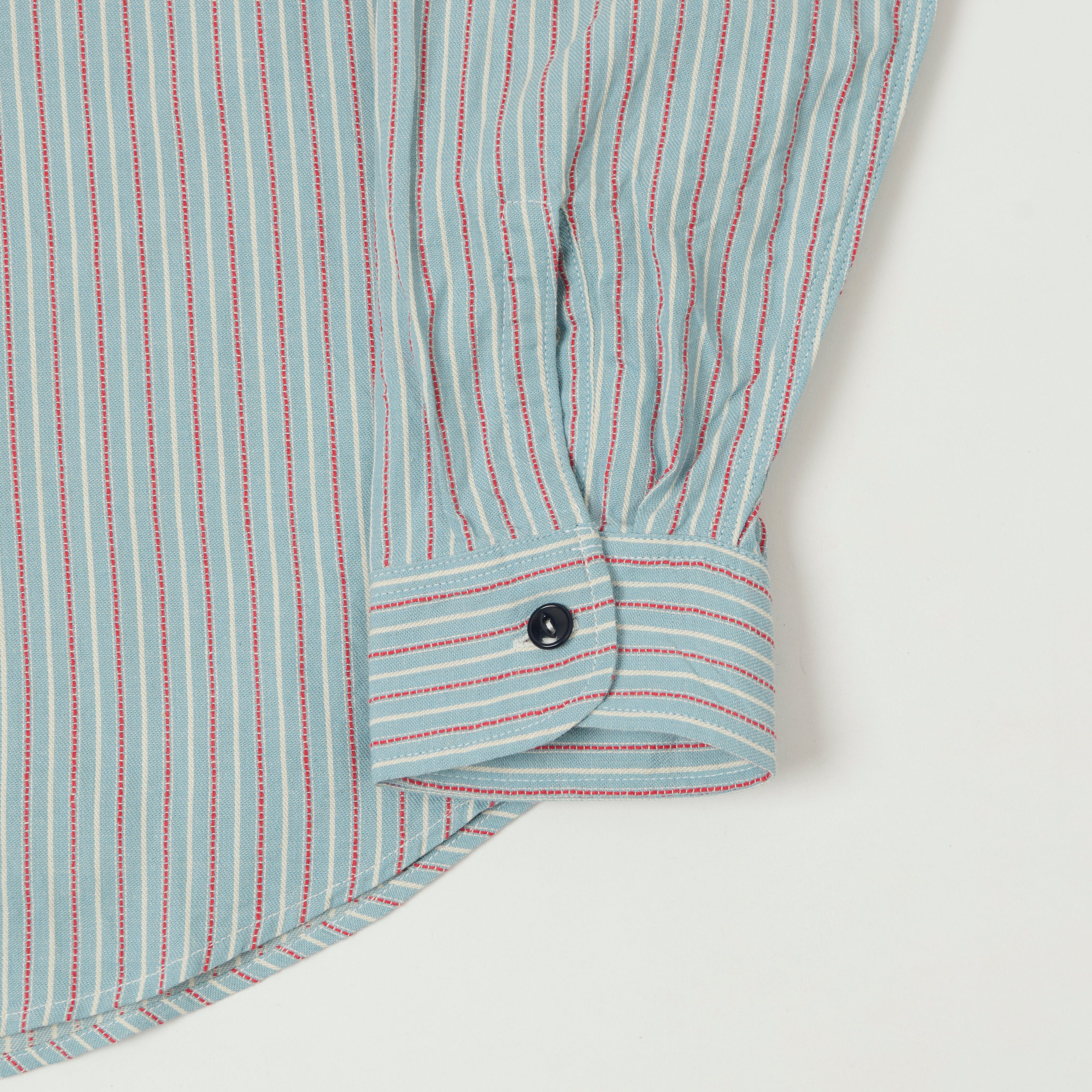 Sugar Cane Dobby Stripe Work Shirt - Blue/Red