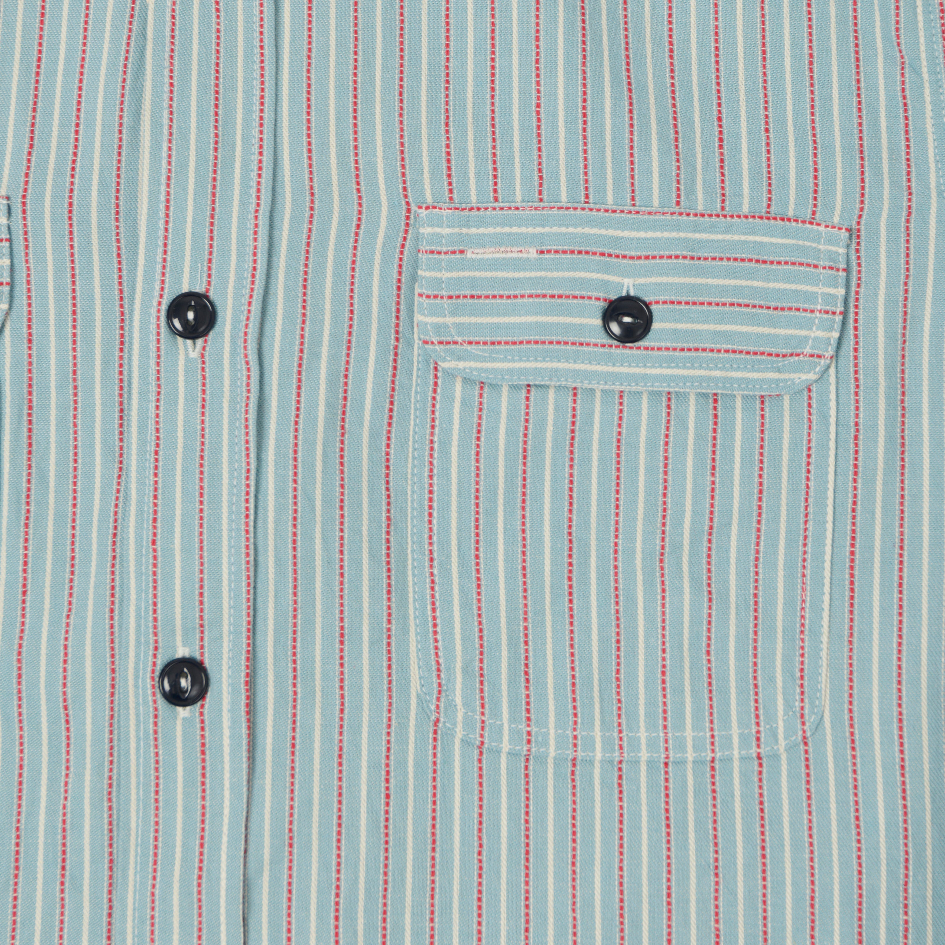 Sugar Cane Dobby Stripe Work Shirt - Blue/Red