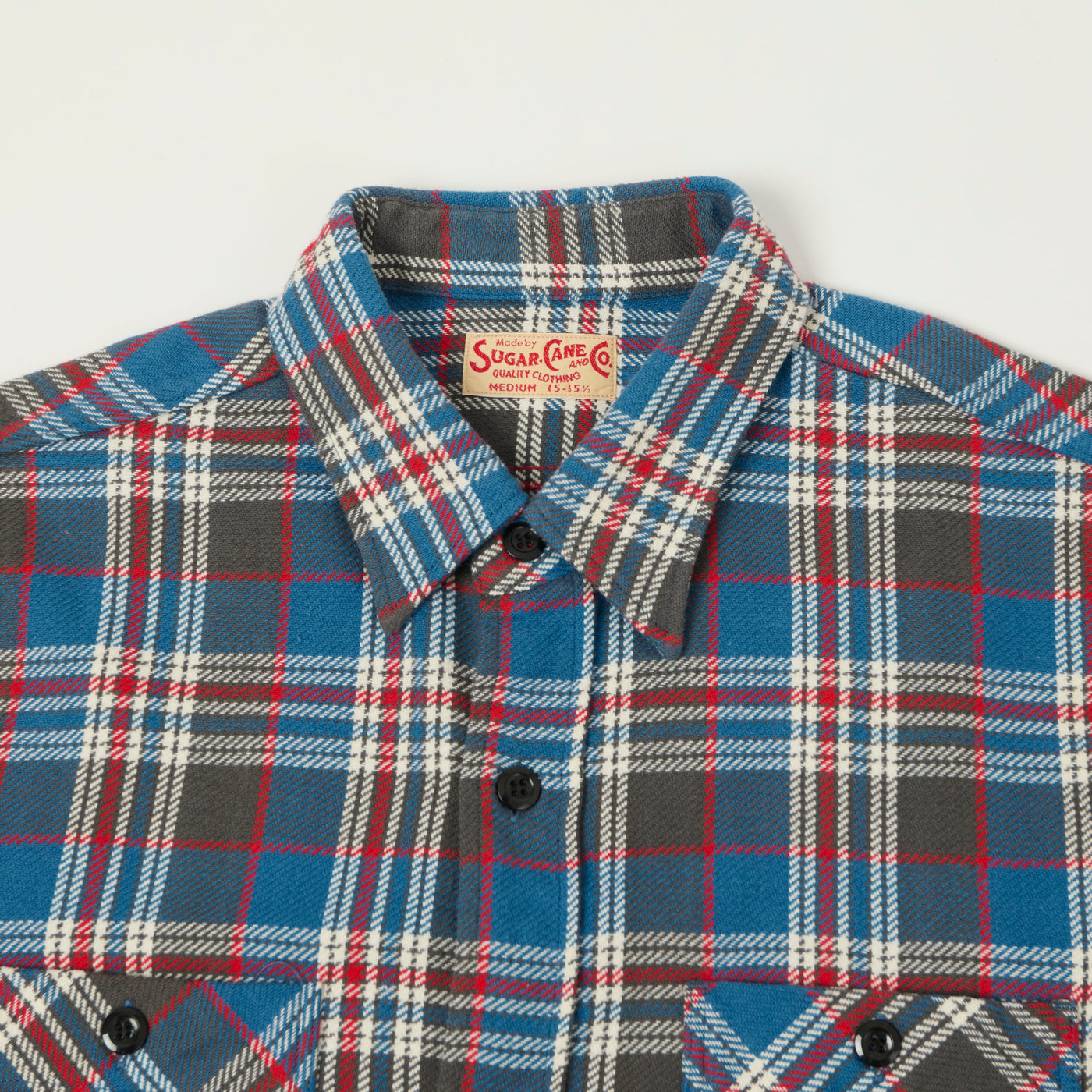 Sugar Cane Twill Check Work Shirt - Blue