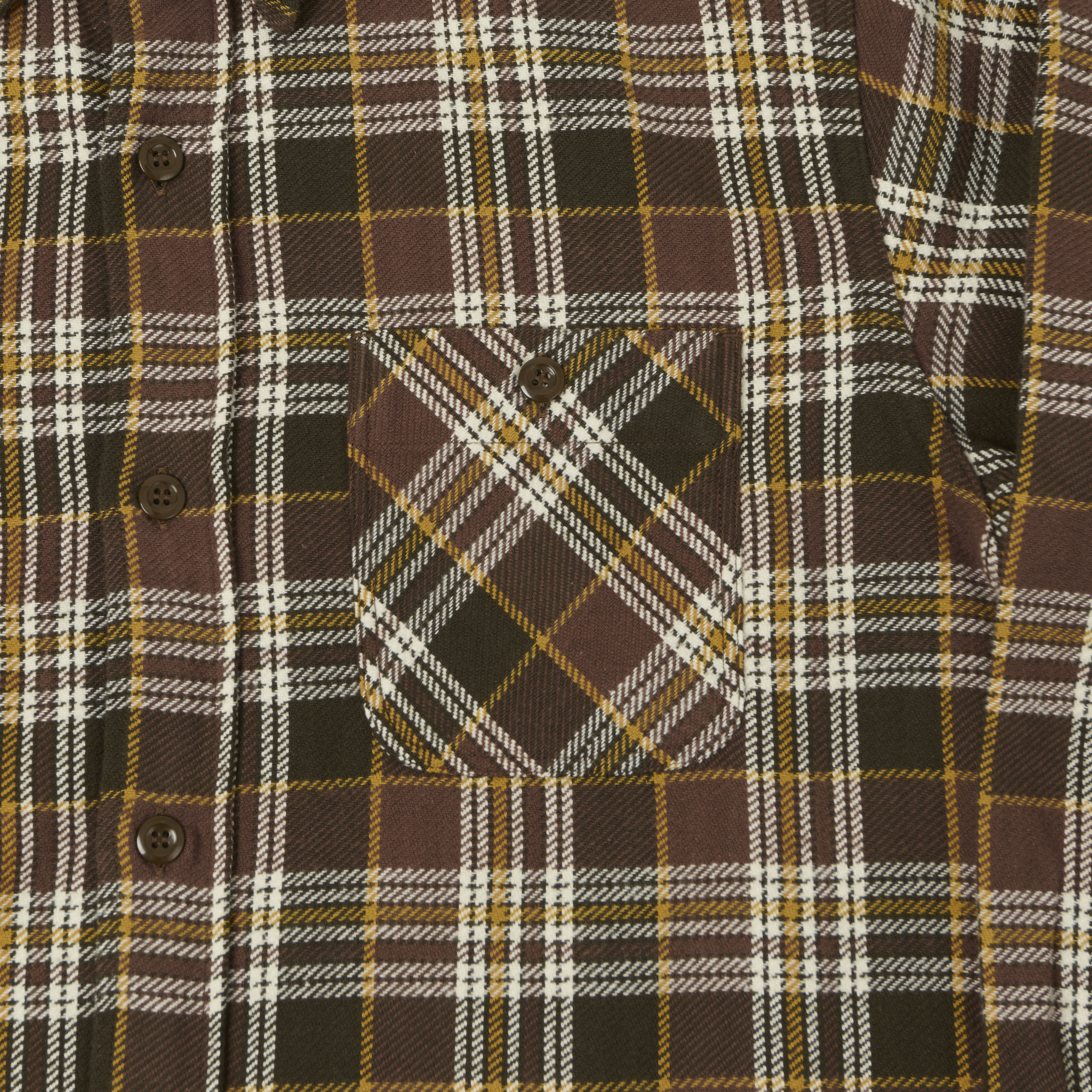 Sugar Cane Twill Check Work Shirt - Brown