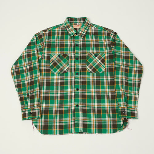 Sugar Cane Twill Check Work Shirt - Green