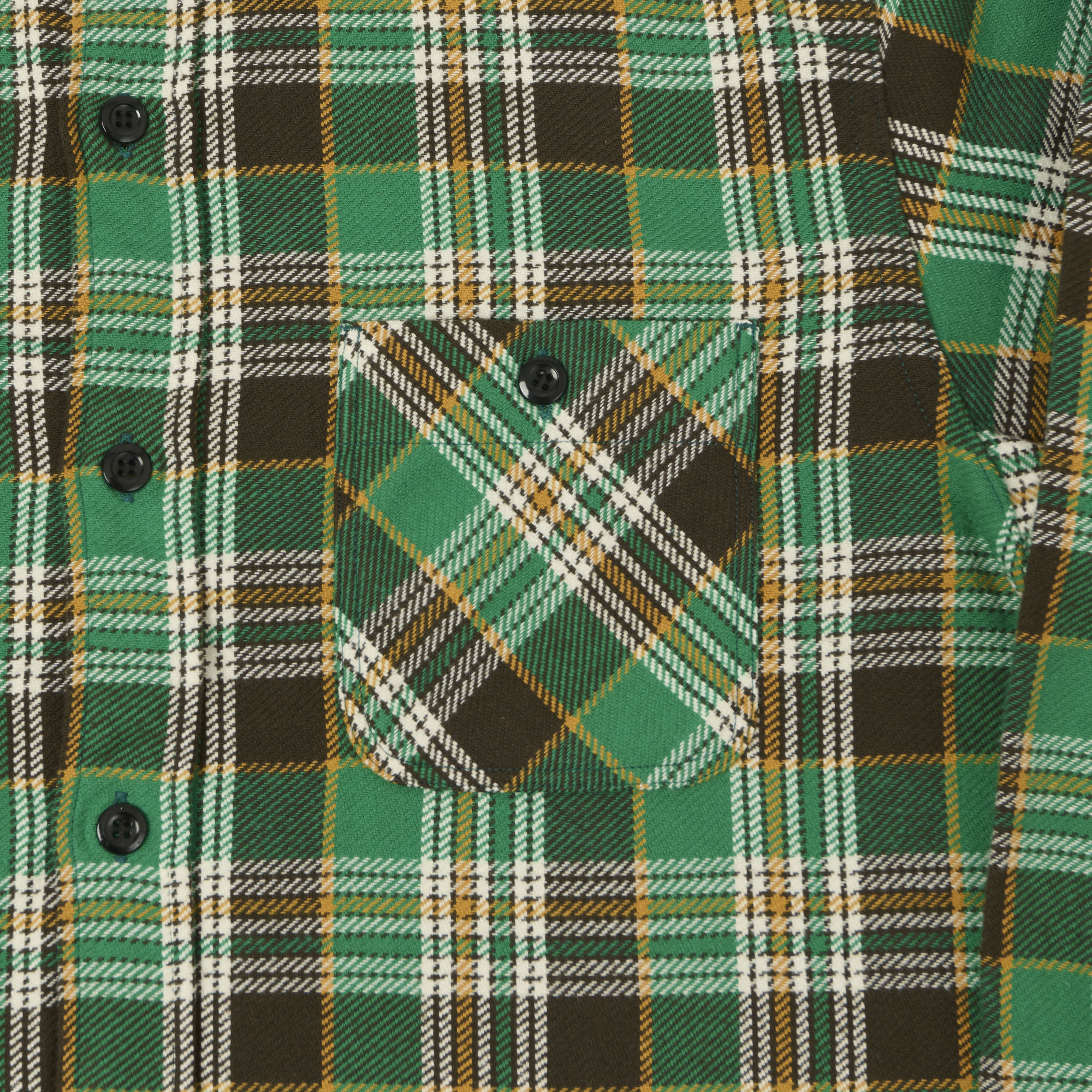 Sugar Cane Twill Check Work Shirt - Green