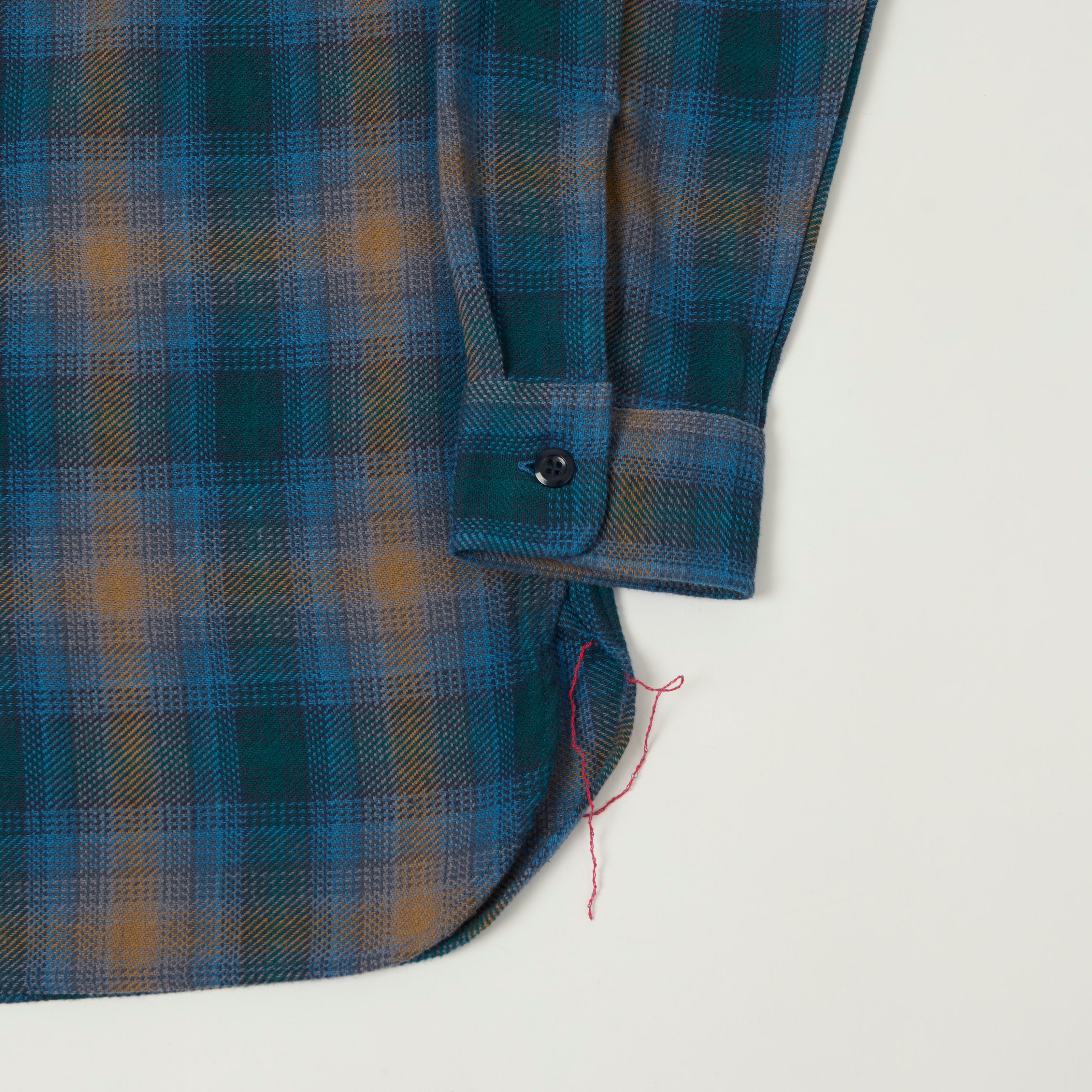 Sugar Cane Gradient Plaid Work Shirt - Blue/Brown