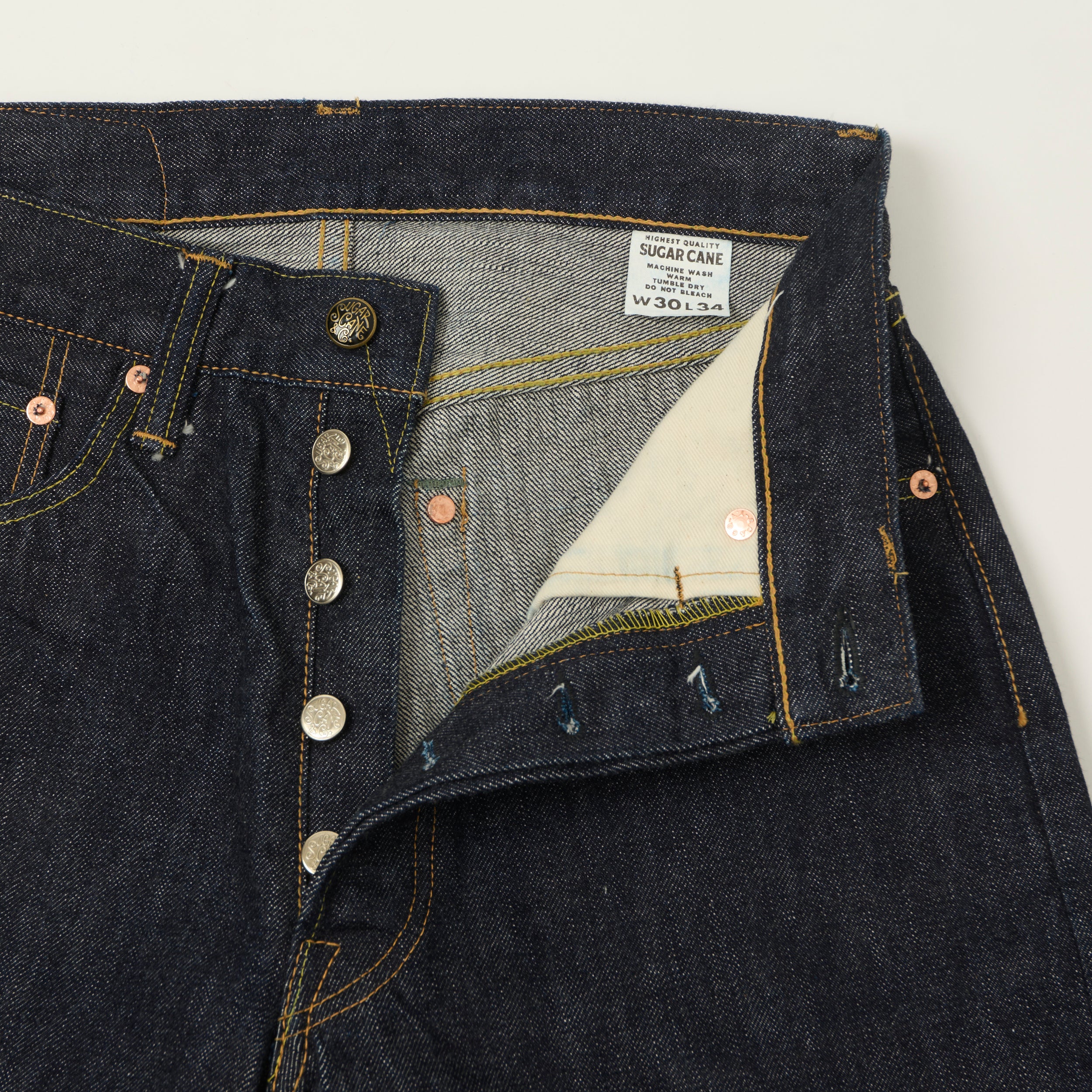 Sugar Cane 14.25oz 'Union Star' Regular Straight Jeans - One Wash