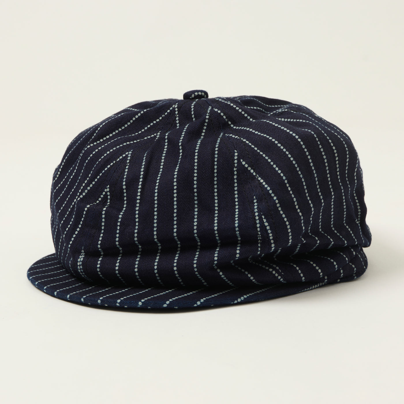 Sugar Cane Wabash Stripe Applejack Cap - Indigo