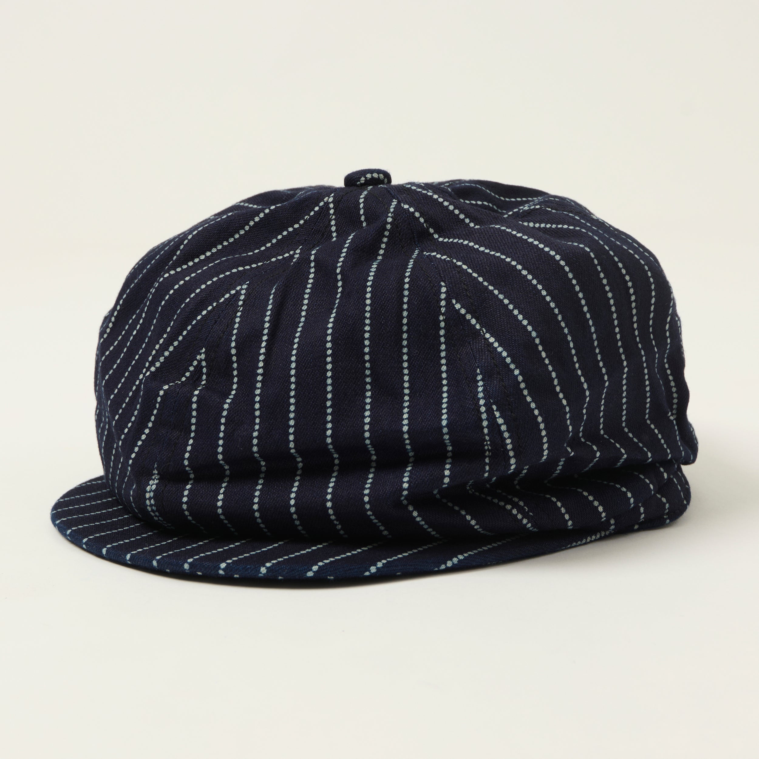 Sugar Cane Wabash Stripe Applejack Cap - Indigo