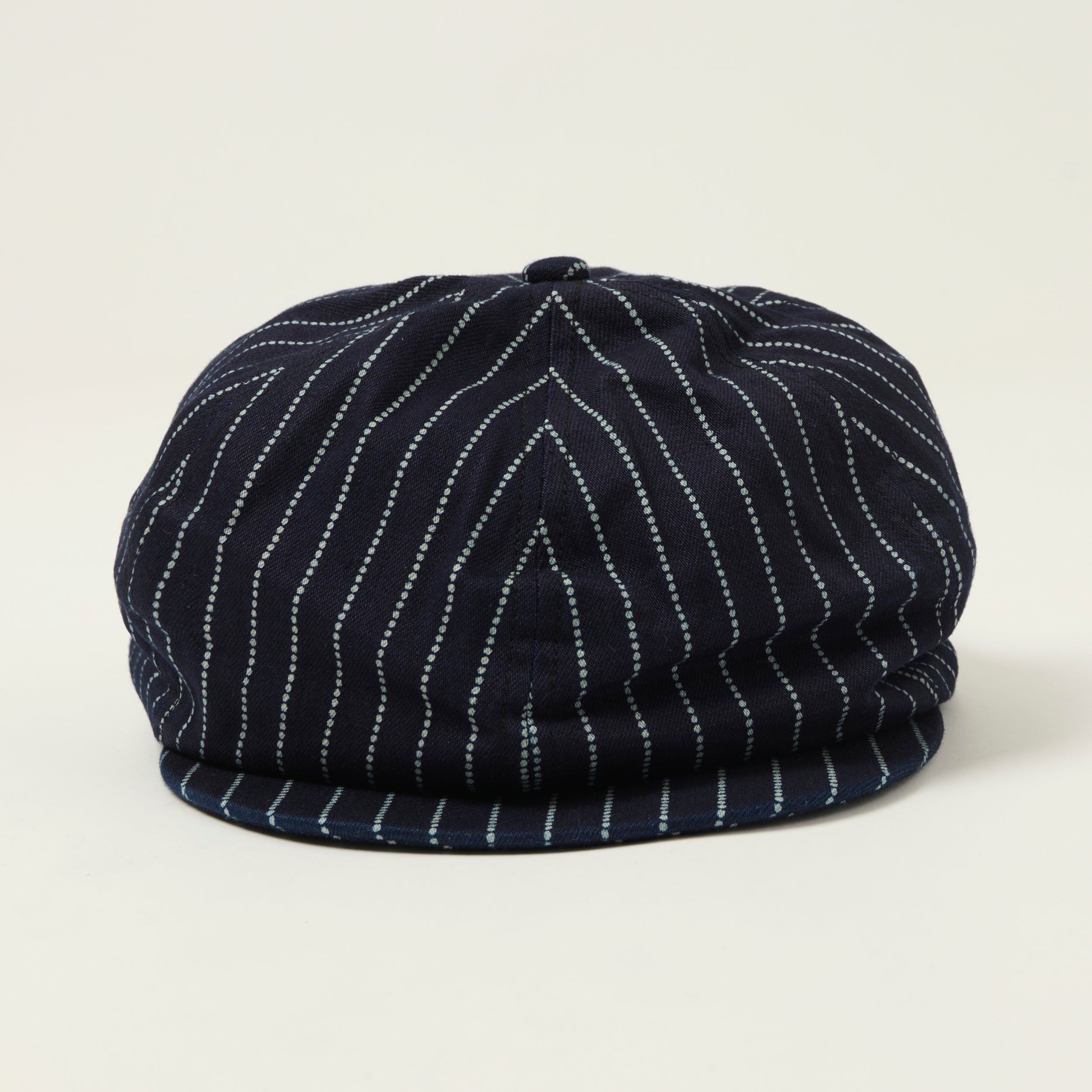 Sugar Cane Wabash Stripe Applejack Cap - Indigo