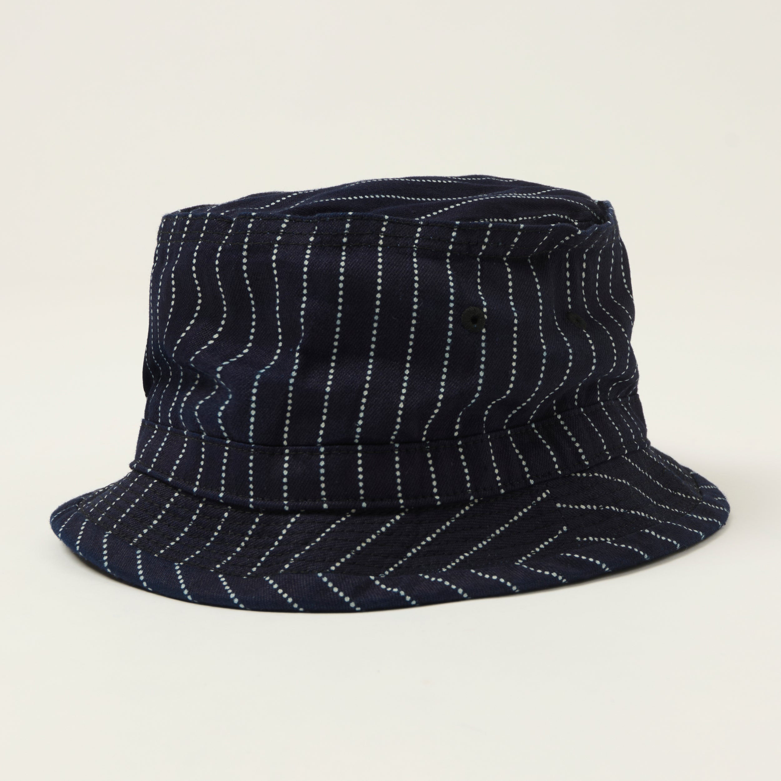 Sugar Cane Wabash Stripe Porkpie Hat - Indigo
