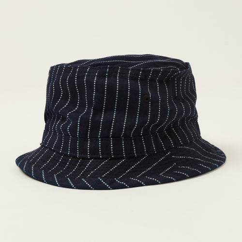 Sugar Cane Wabash Stripe Porkpie Hat - Indigo