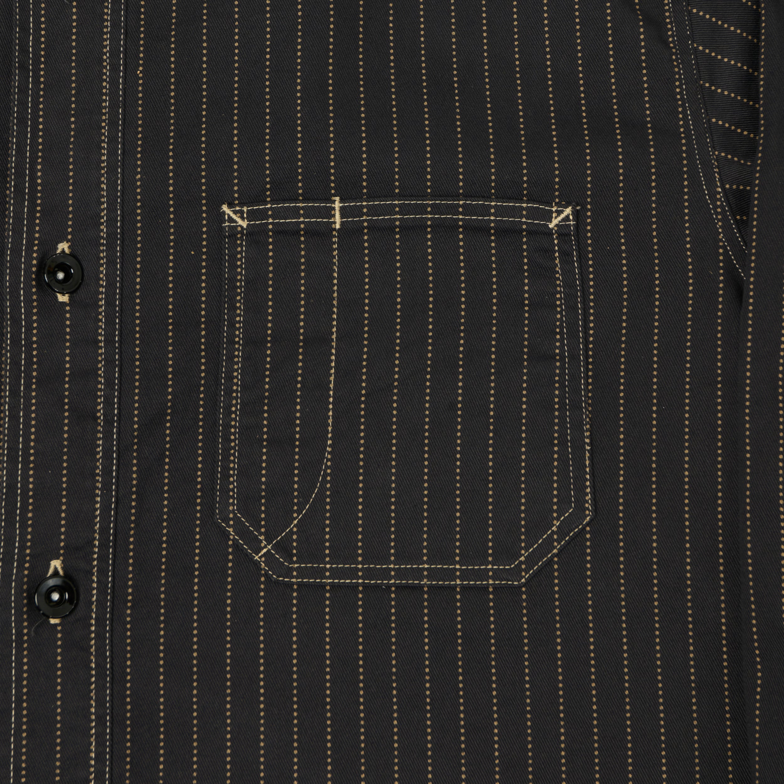 Sugar Cane Wabash Stripe Work Shirt - Black