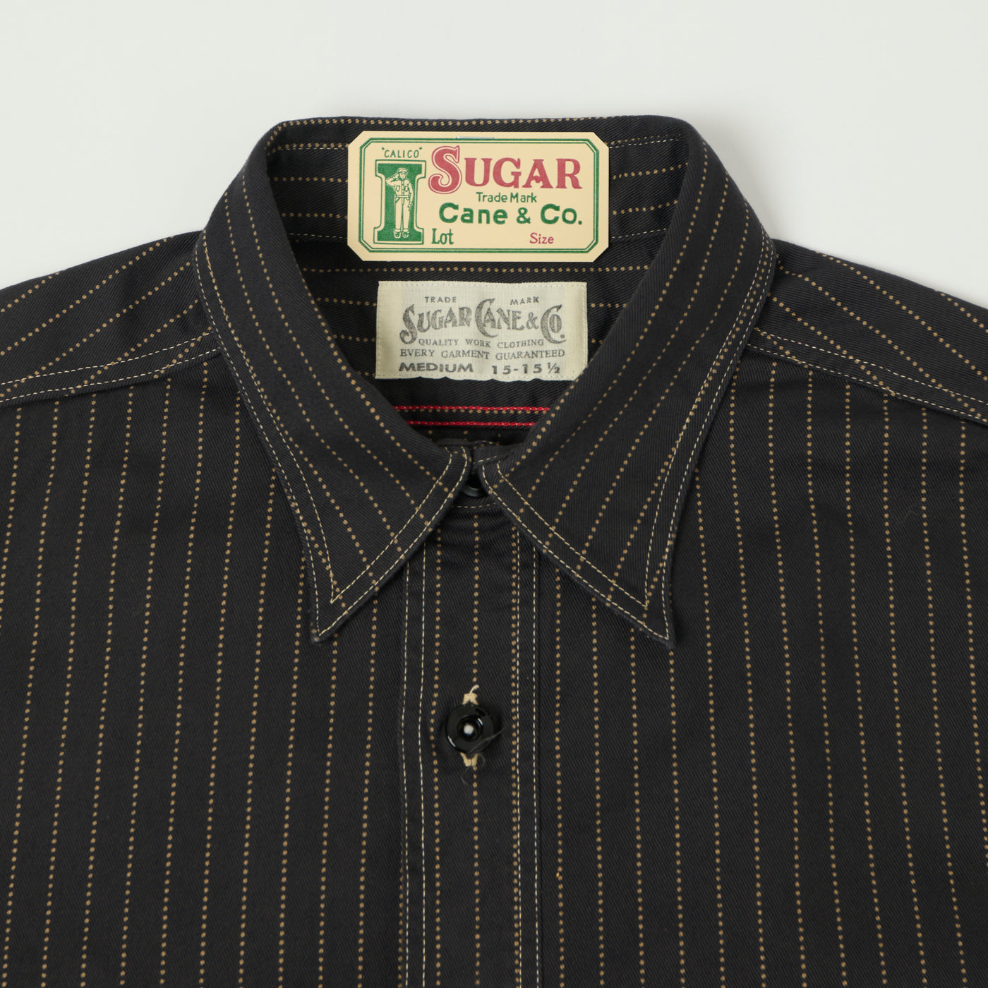 Sugar Cane Wabash Stripe Work Shirt - Black