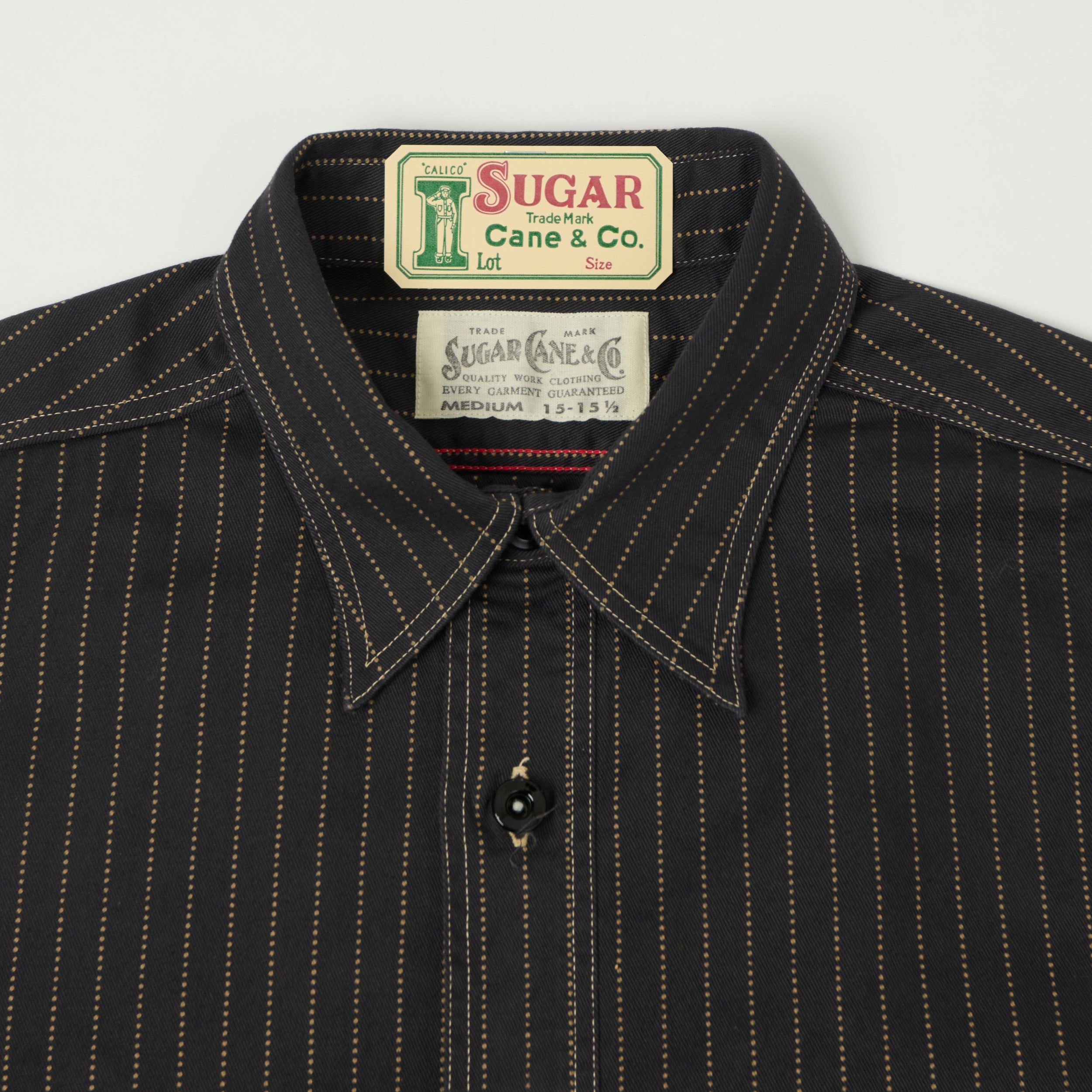 Sugar Cane Wabash Stripe Work Shirt - Black