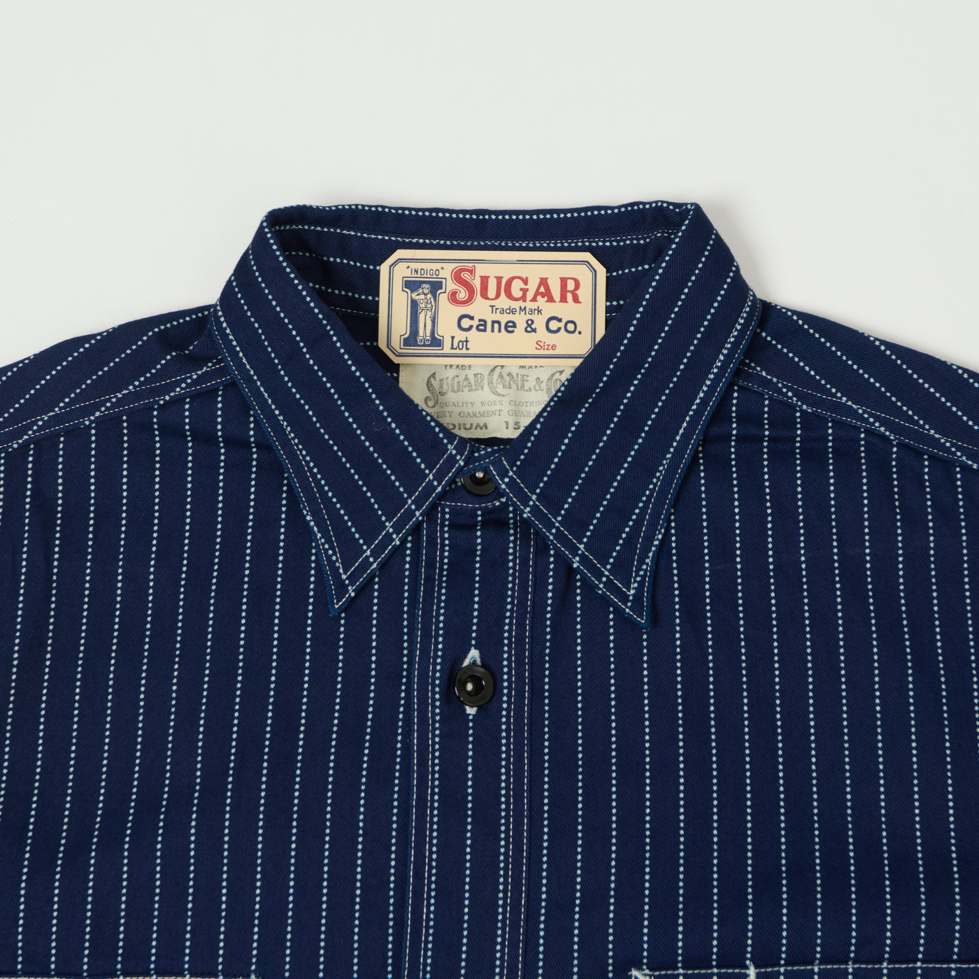 Sugar Cane Wabash Stripe Work Shirt - Indigo