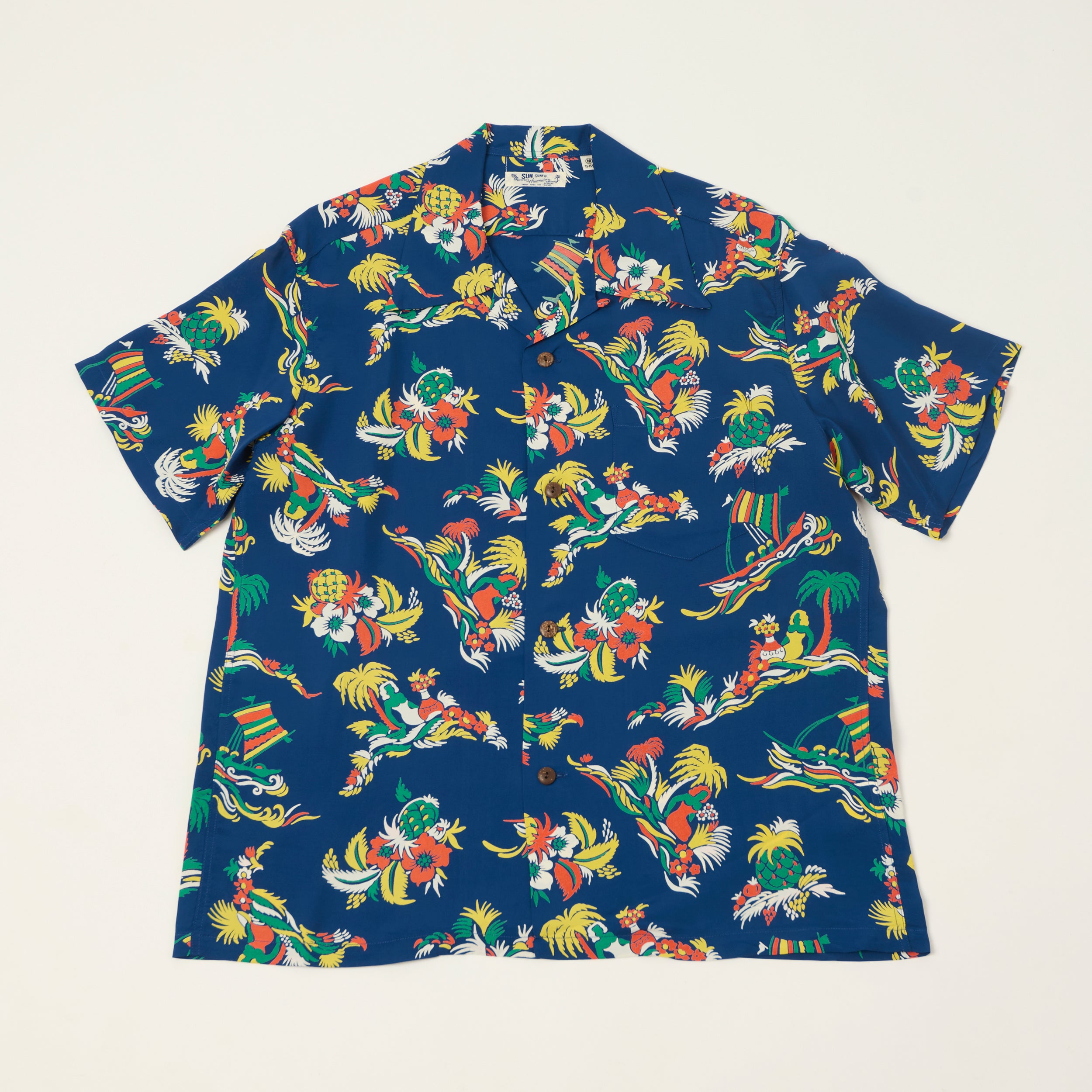 Sun Surf 'Island Trip' Short Sleeve Hawaiian Shirt - Navy