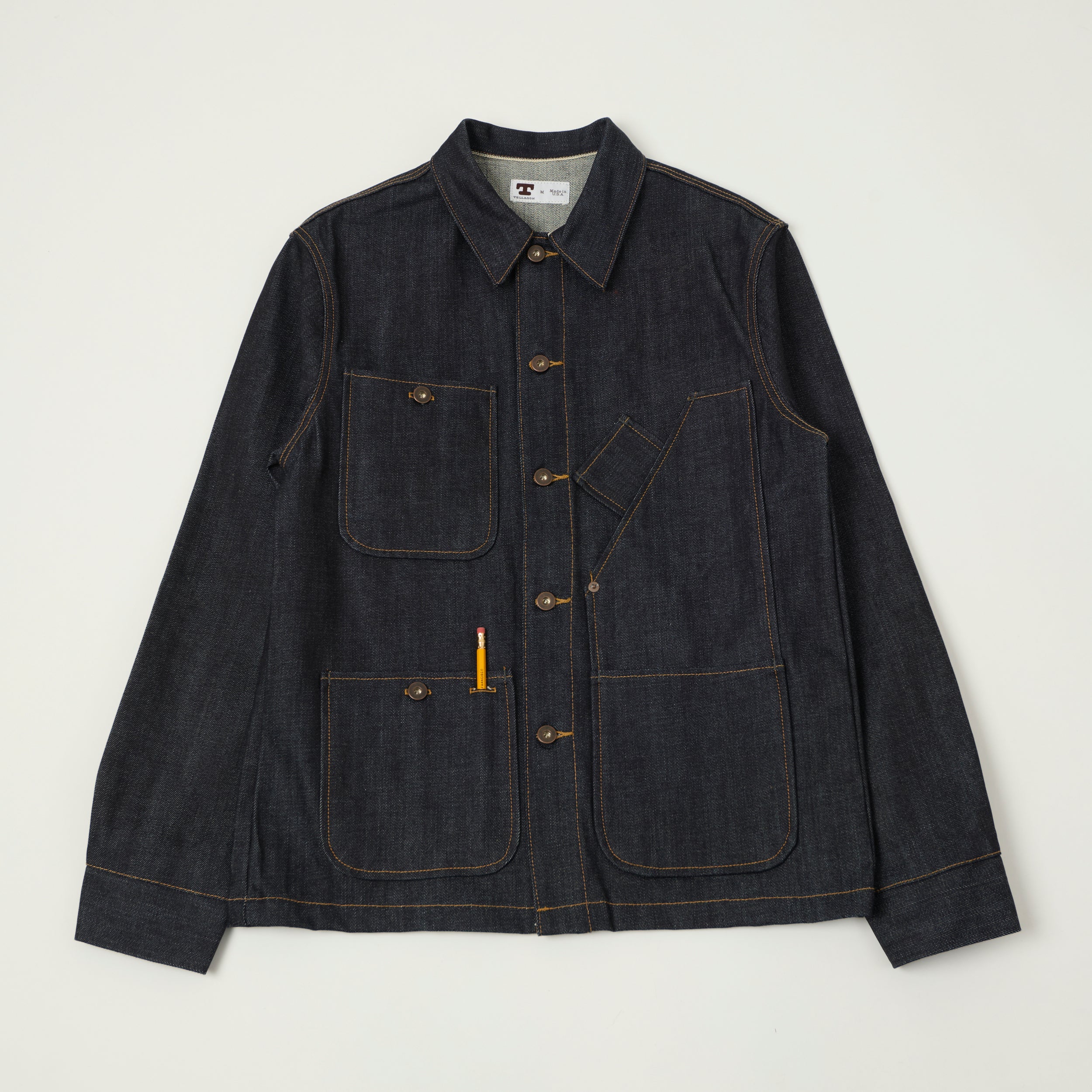 Tellason 14.75oz Kaihara Mills Denim Chore Jacket - Raw