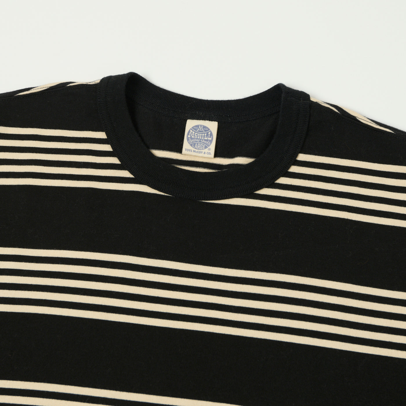 TOYS McCOY 'Multi Border Stripe' Quarter Sleeve Stripe T-Shirt - Ivory/Black