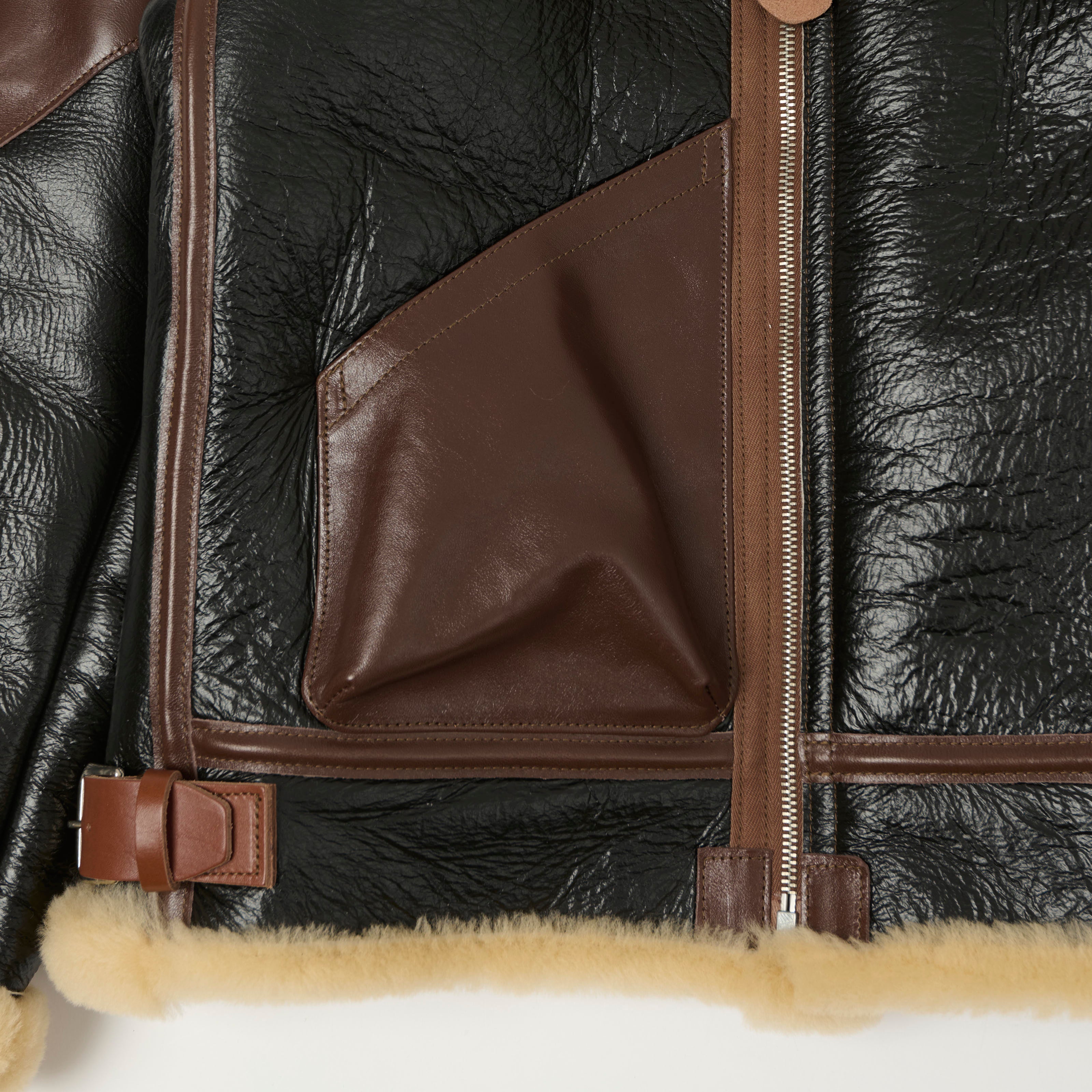 TOYS McCOY U.S.A.F B-3 Sheepskin Leather Flight Jacket - Black/Brown