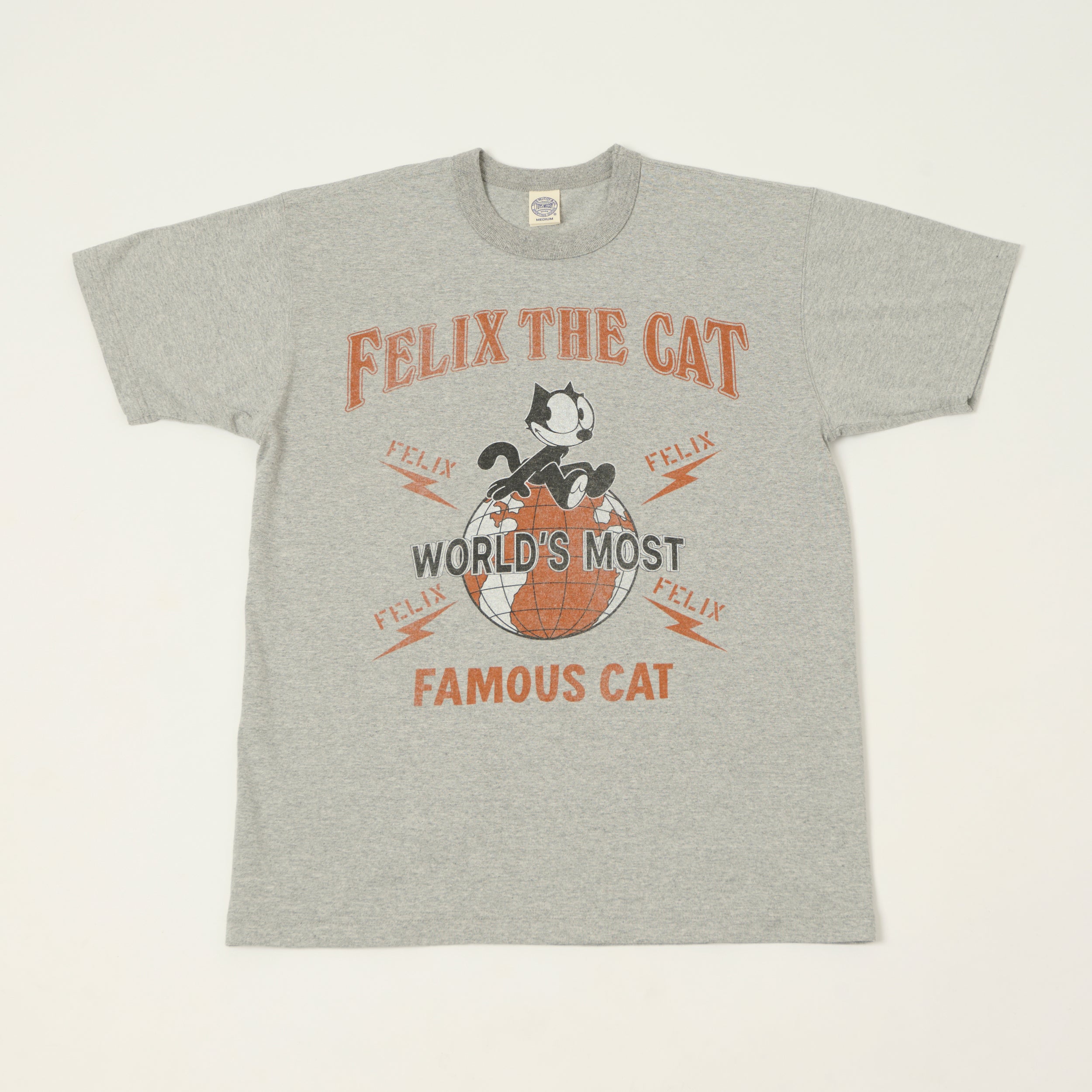 TOYS McCOY Felix The Cat 'World Famous' T-Shirt - Grey Melange