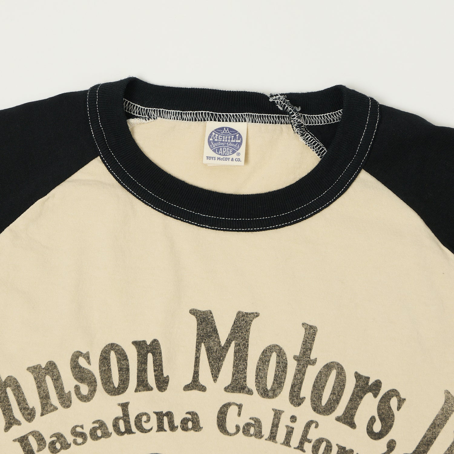 TOYS McCOY Raglan Sleeve 'Johnson Motors' Baseball T-Shirt - Ivory/Black