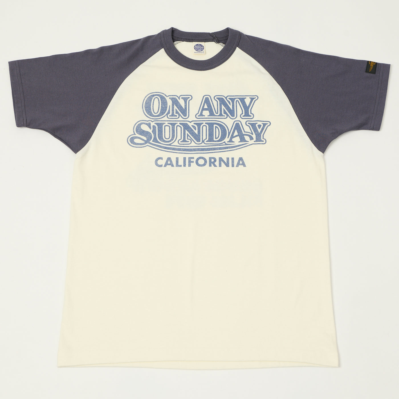 TOYS McCOY 'On Any Sunday' Raglan T-Shirt - Off White/Navy